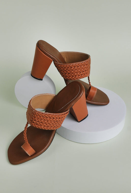 Tan Cruelty-Free Leather Heeled Sandals サイズ EU37