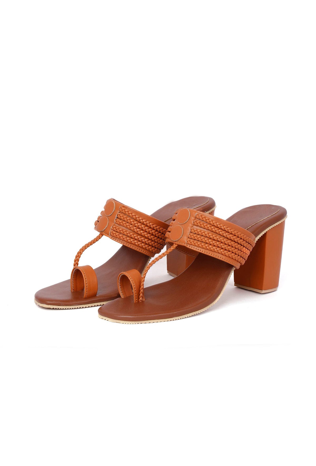 Tan Cruelty-Free Leather Heeled Sandals サイズ EU36