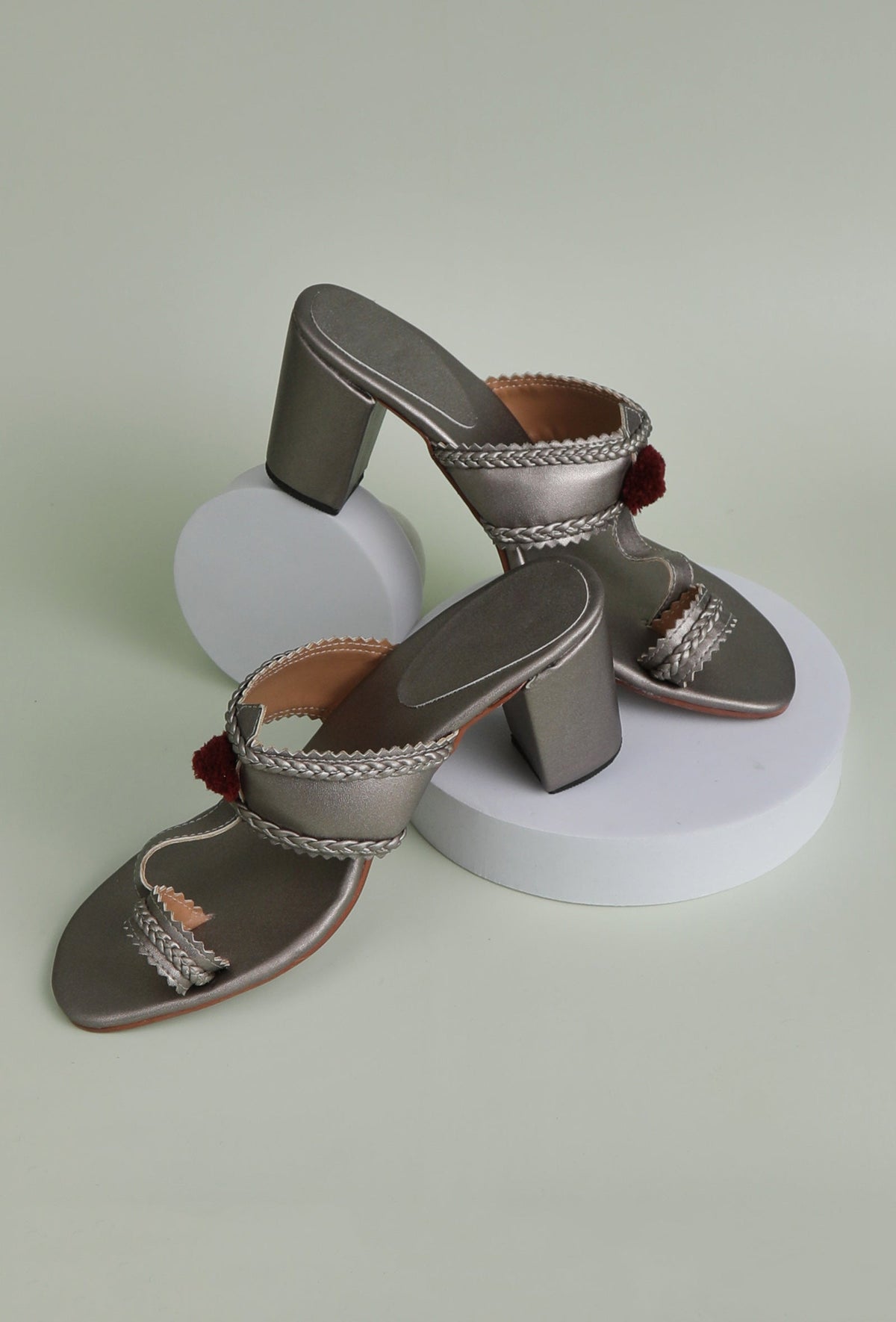 Silver Cruelty-Free Leather Heeled Sandals サイズ EU36