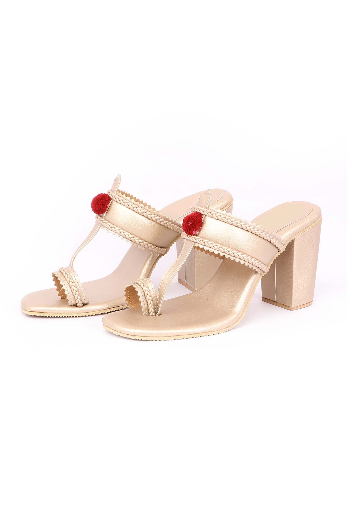 Golden Cruelty-Free Leather Heeled Sandals サイズ EU38