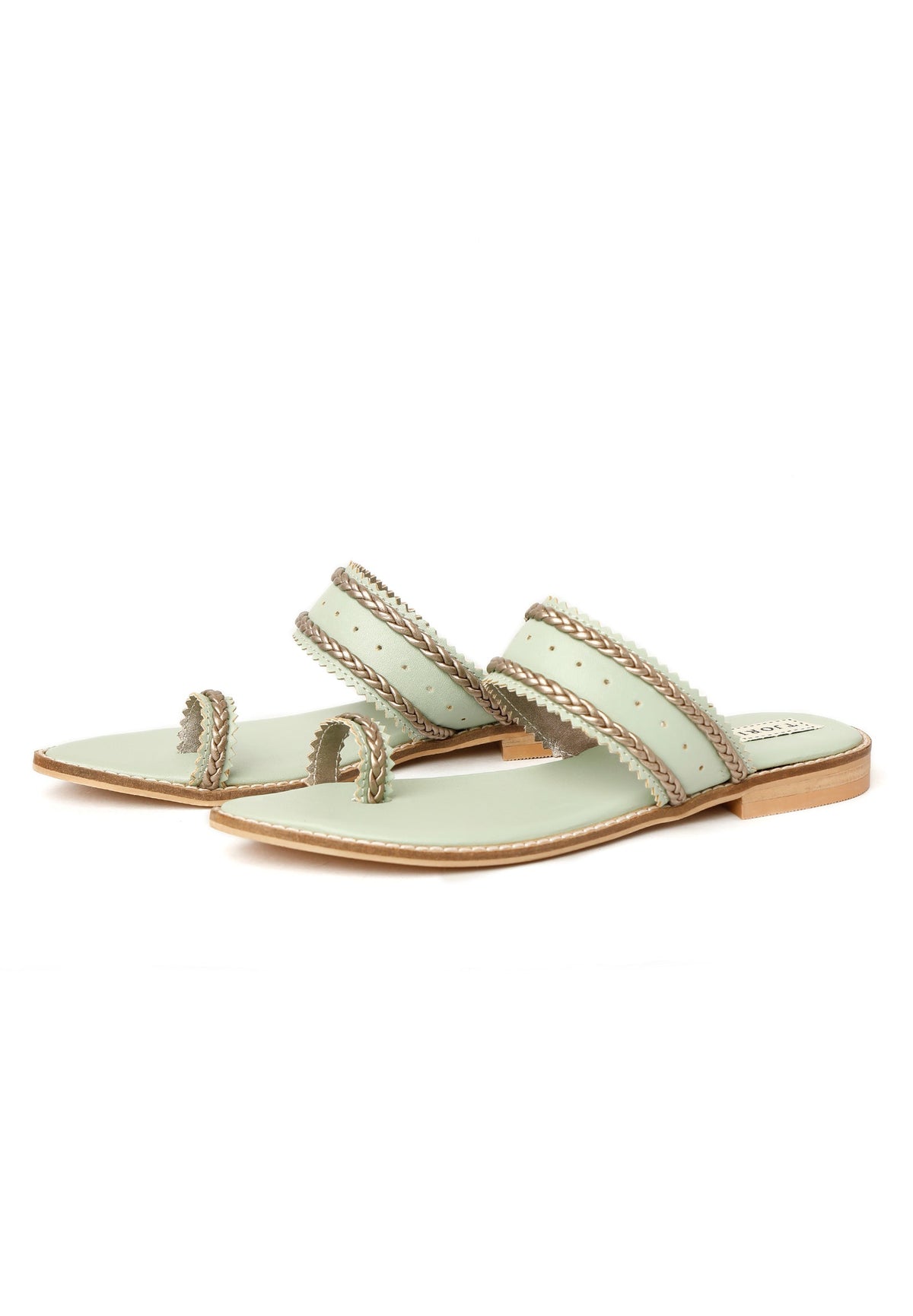 Mint Green & Silver Cruelty Free Leather Sandals サイズ EU39