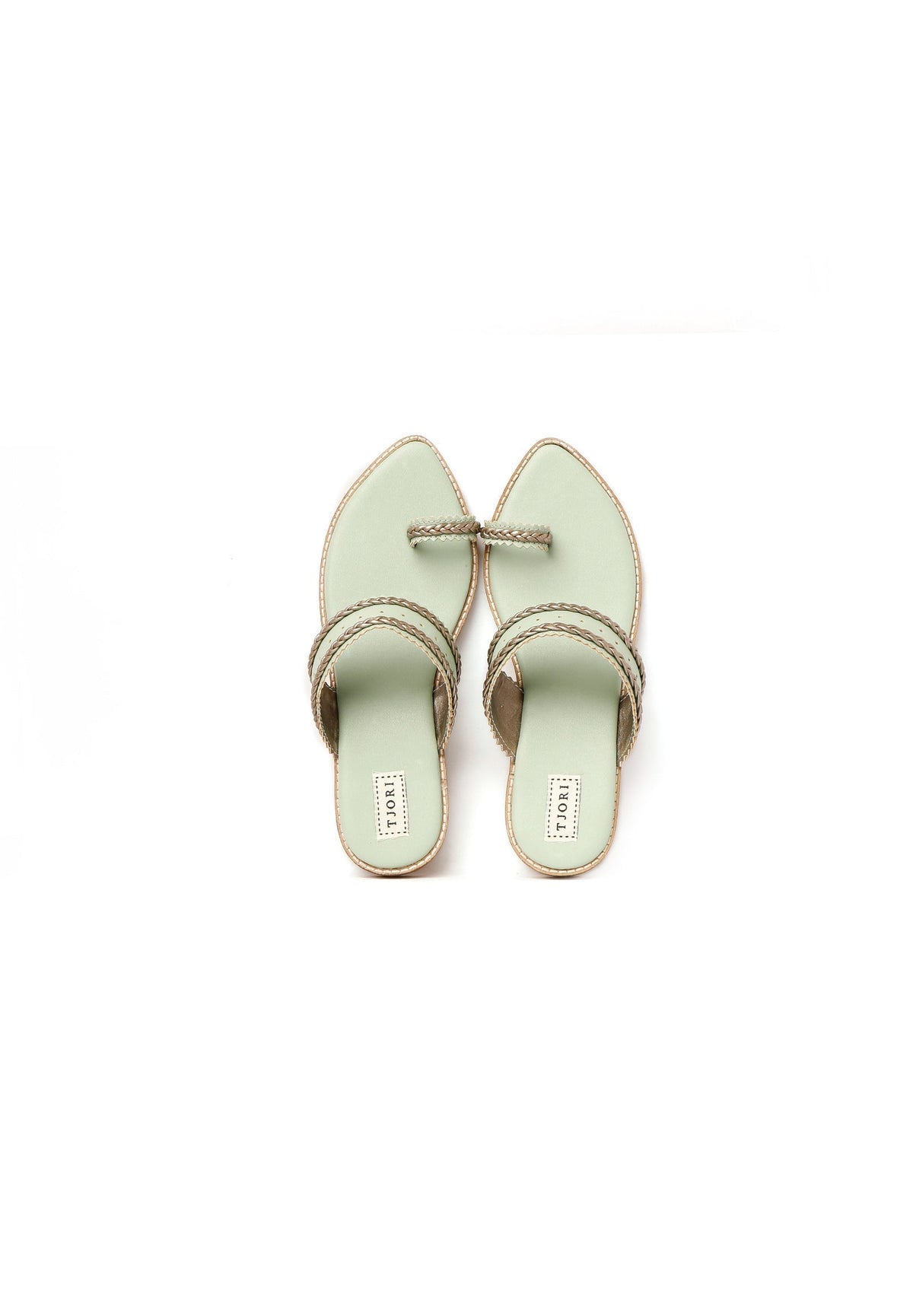Mint Green & Silver Cruelty Free Leather Sandals サイズ EU40