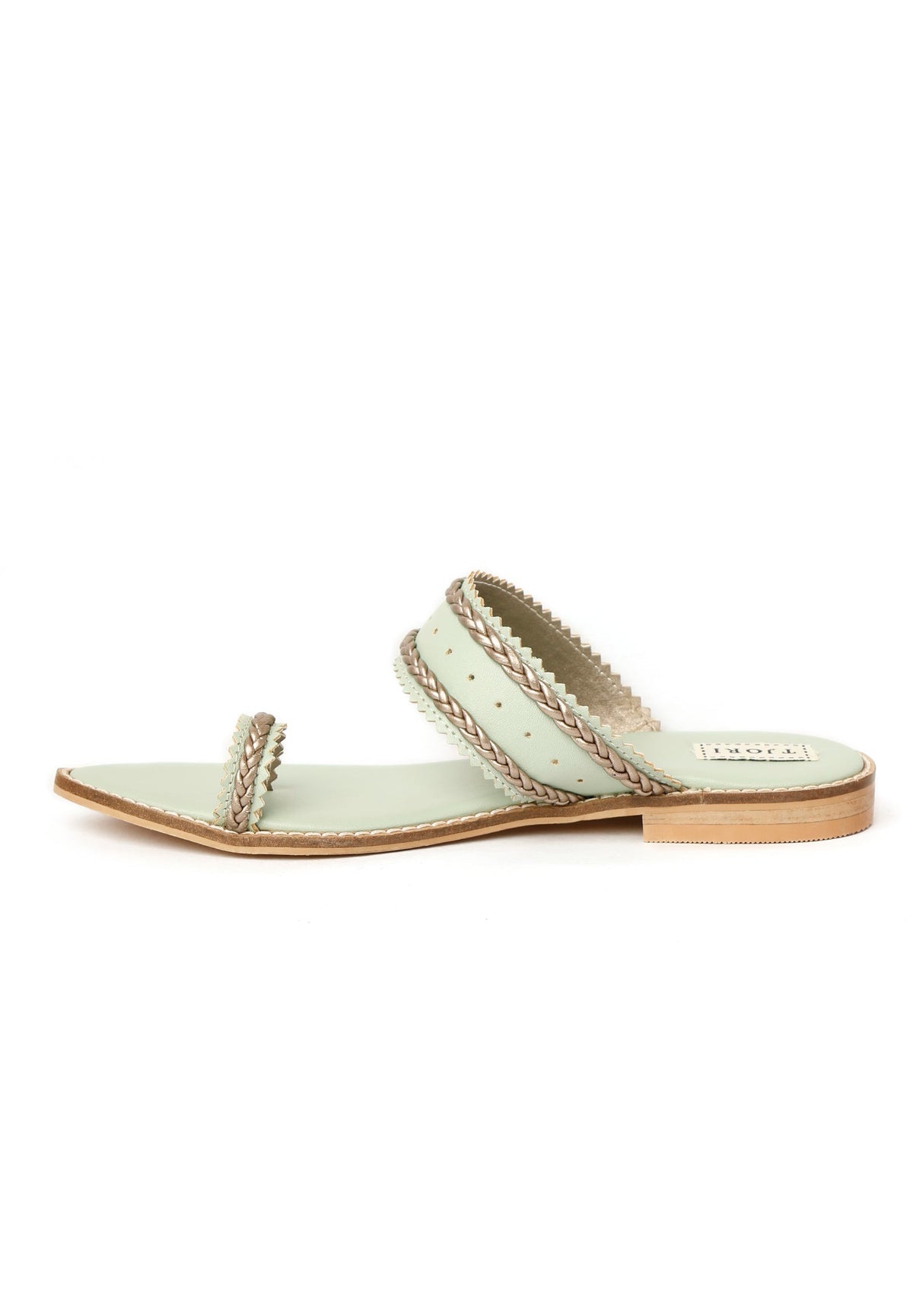 Mint Green & Silver Cruelty Free Leather Sandals サイズ EU39