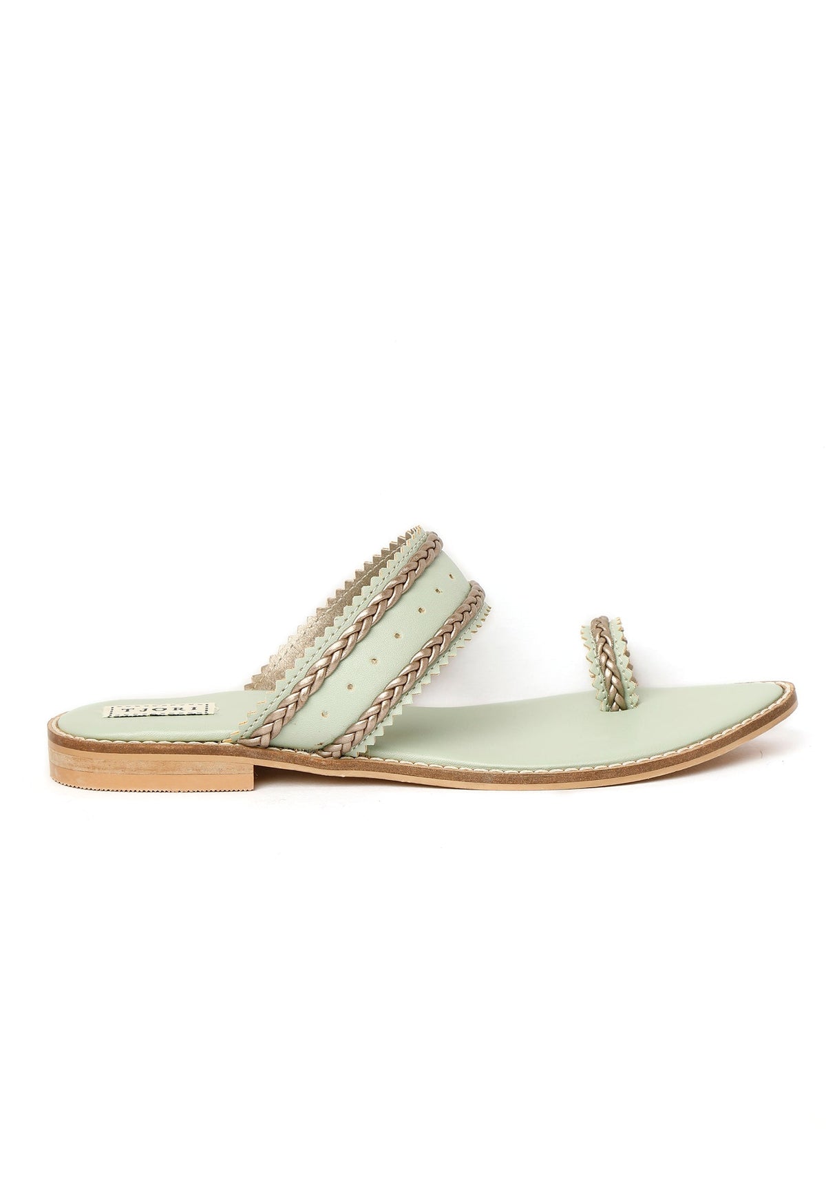 Mint Green & Silver Cruelty Free Leather Sandals サイズ EU39