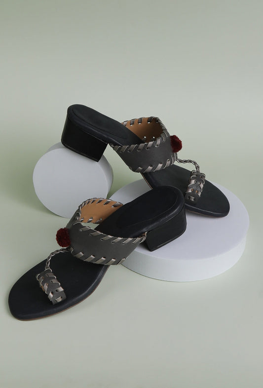Grey Cruelty Free Heels with Pom Poms サイズ EU38