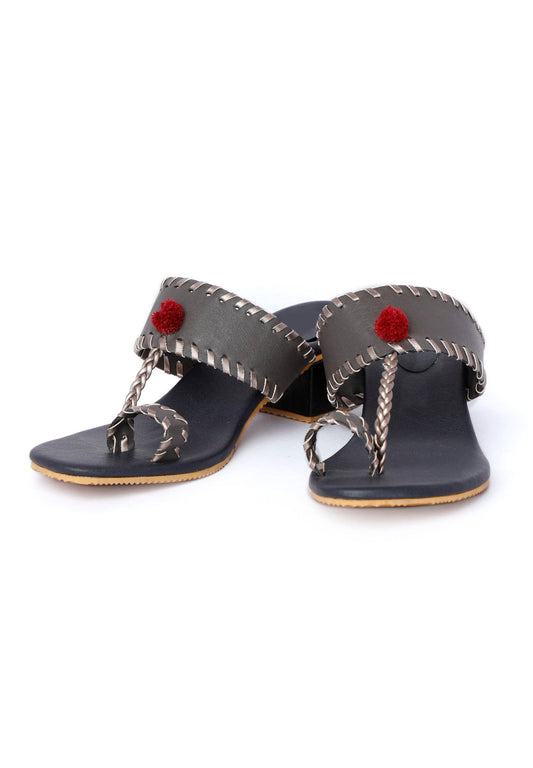 Grey Cruelty Free Heels with Pom Poms サイズ EU38