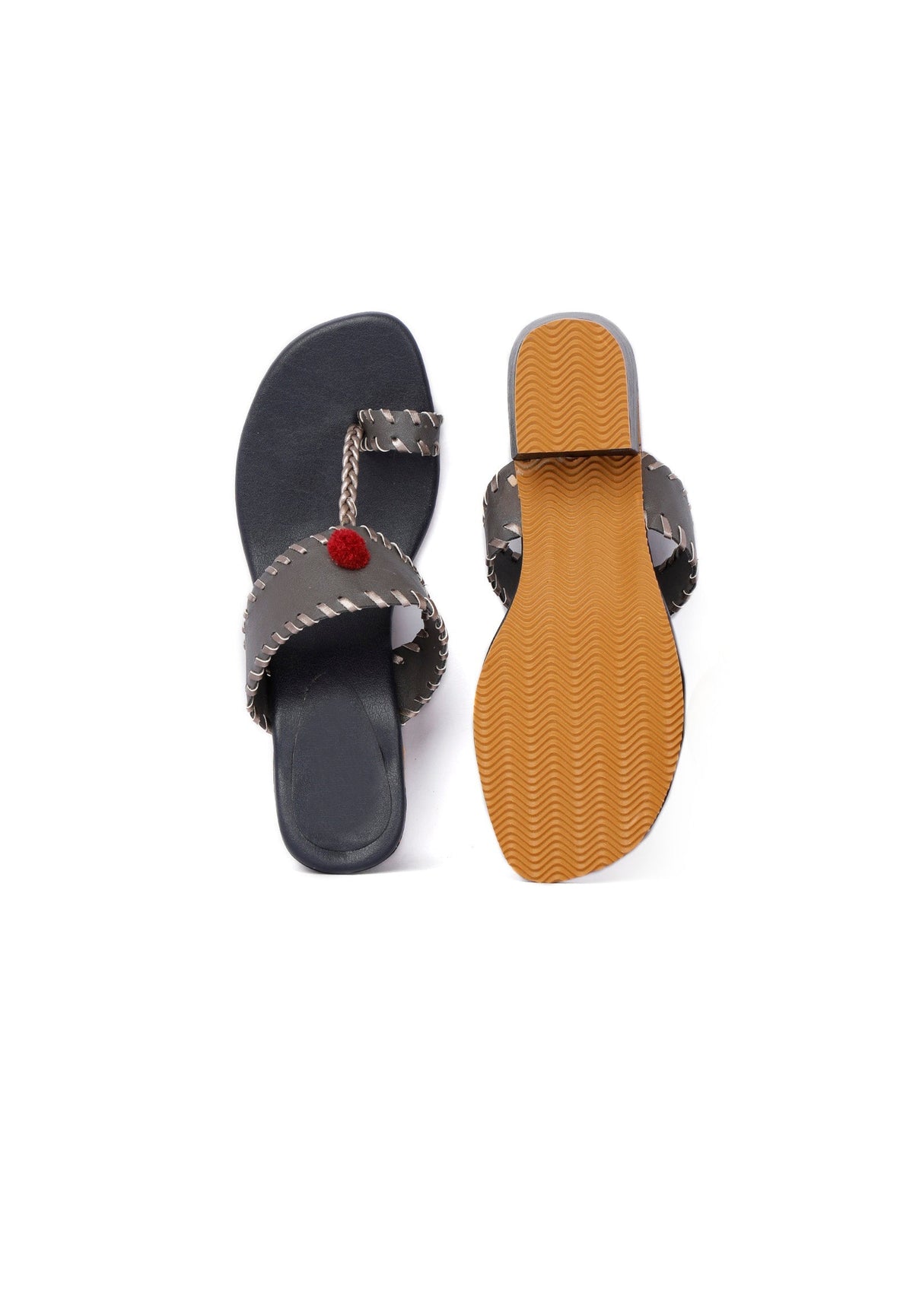 Grey Cruelty Free Heels with Pom Poms サイズ EU36