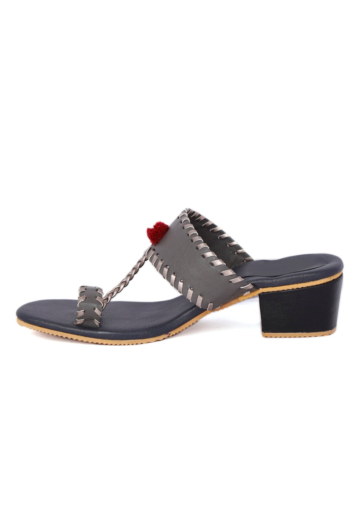 Grey Cruelty Free Heels with Pom Poms サイズ EU41