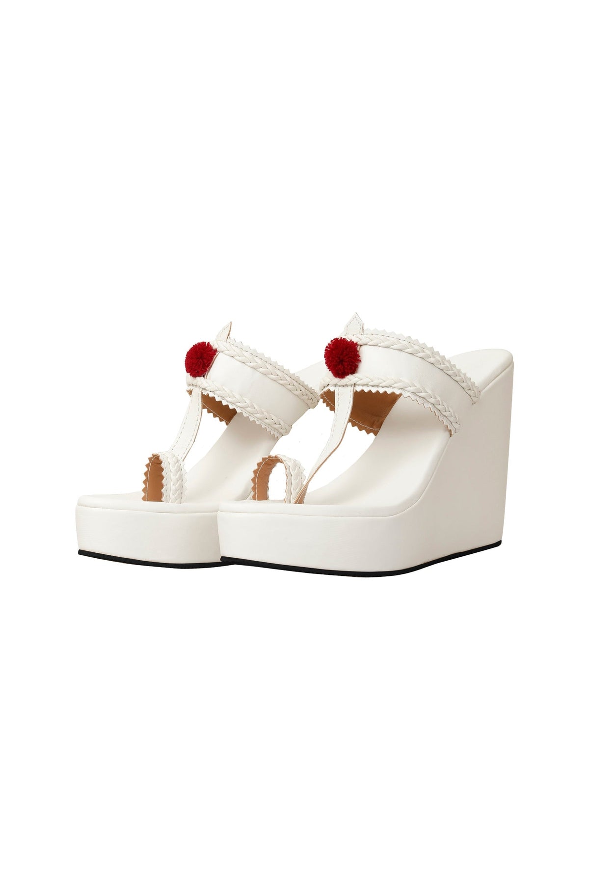 White Vegan Leather Wedges サイズ EU37