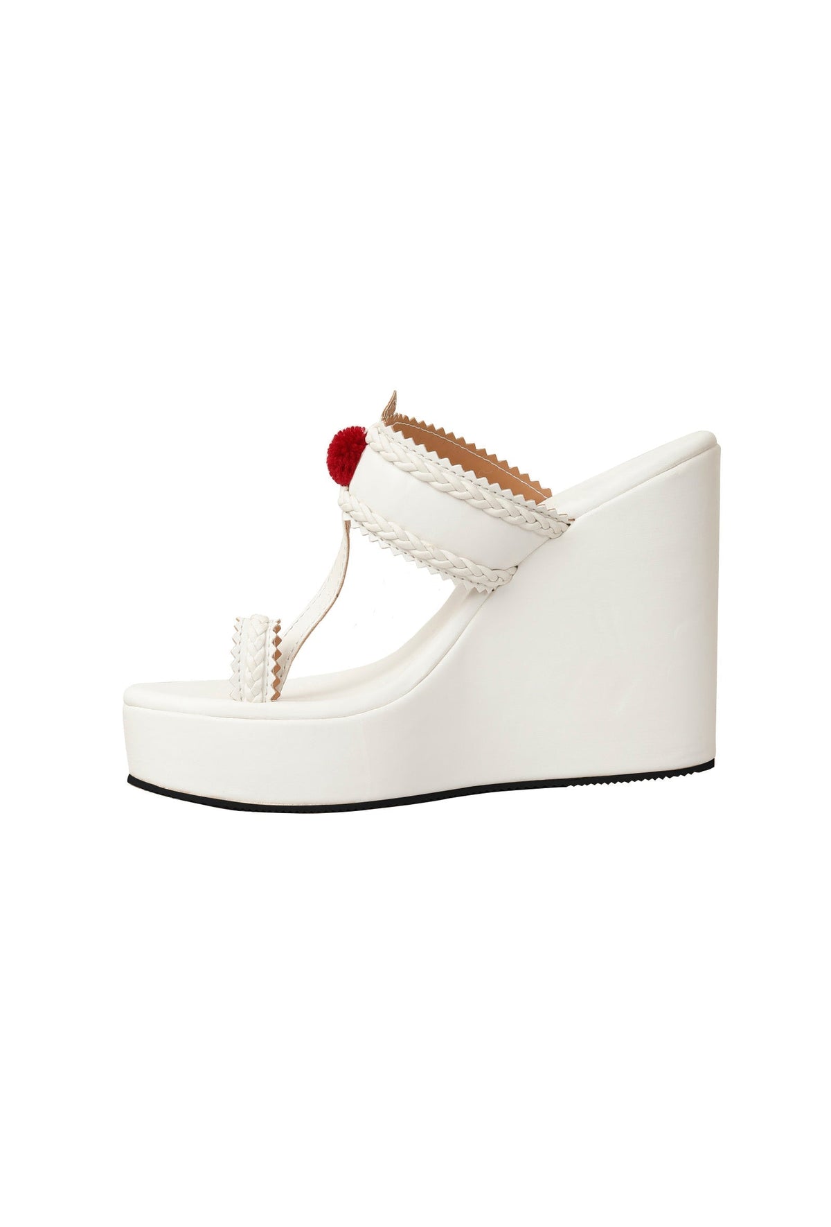 White Vegan Leather Wedges サイズ EU36