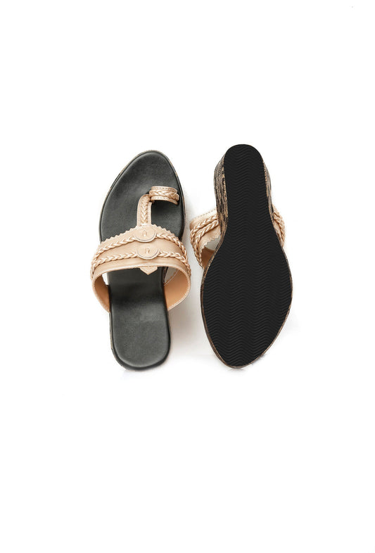 Sangeet Brocade & Gold Kolhapuri Inspired Wedges サイズ EU38