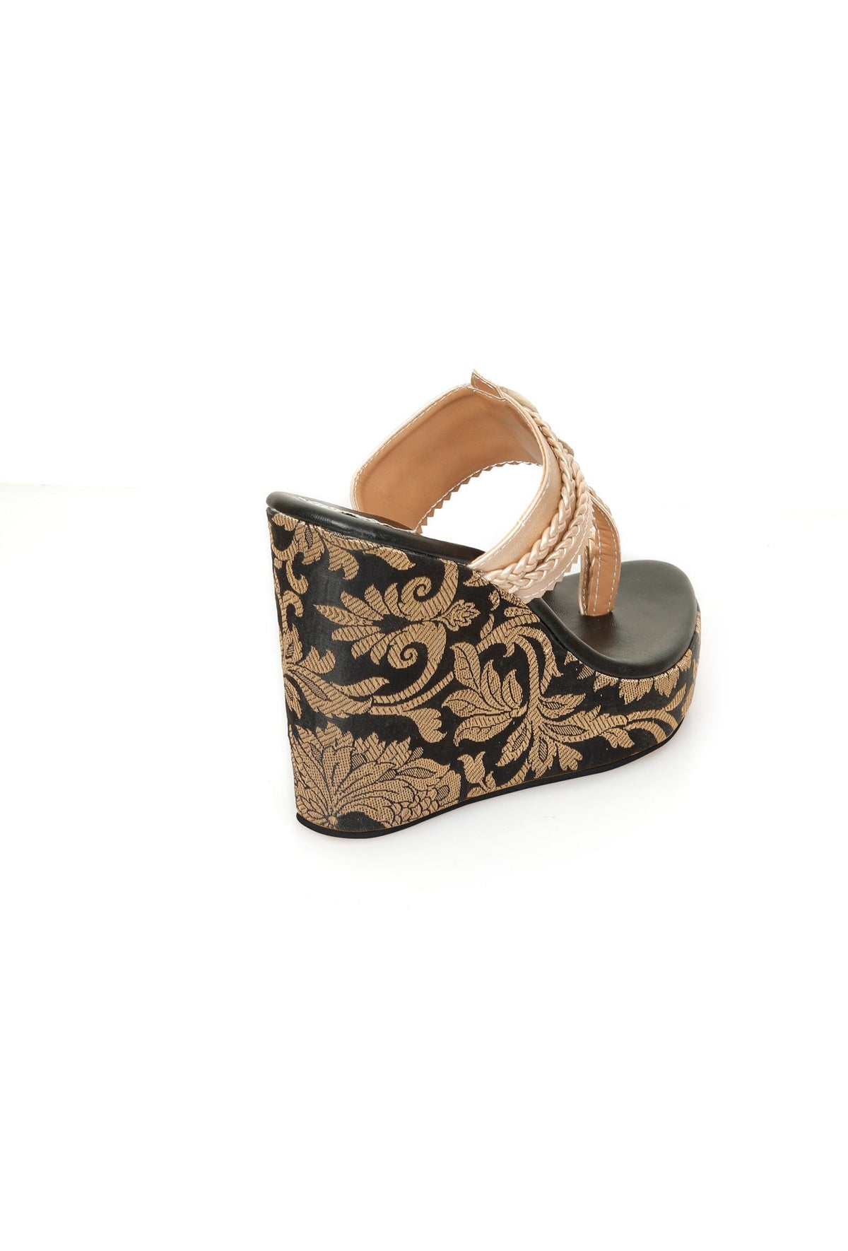 Sangeet Brocade & Gold Kolhapuri Inspired Wedges サイズ EU37