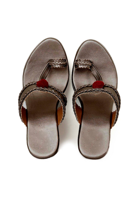 Refined Rose Gold Kolhapuri Inspired Wedges サイズ EU38