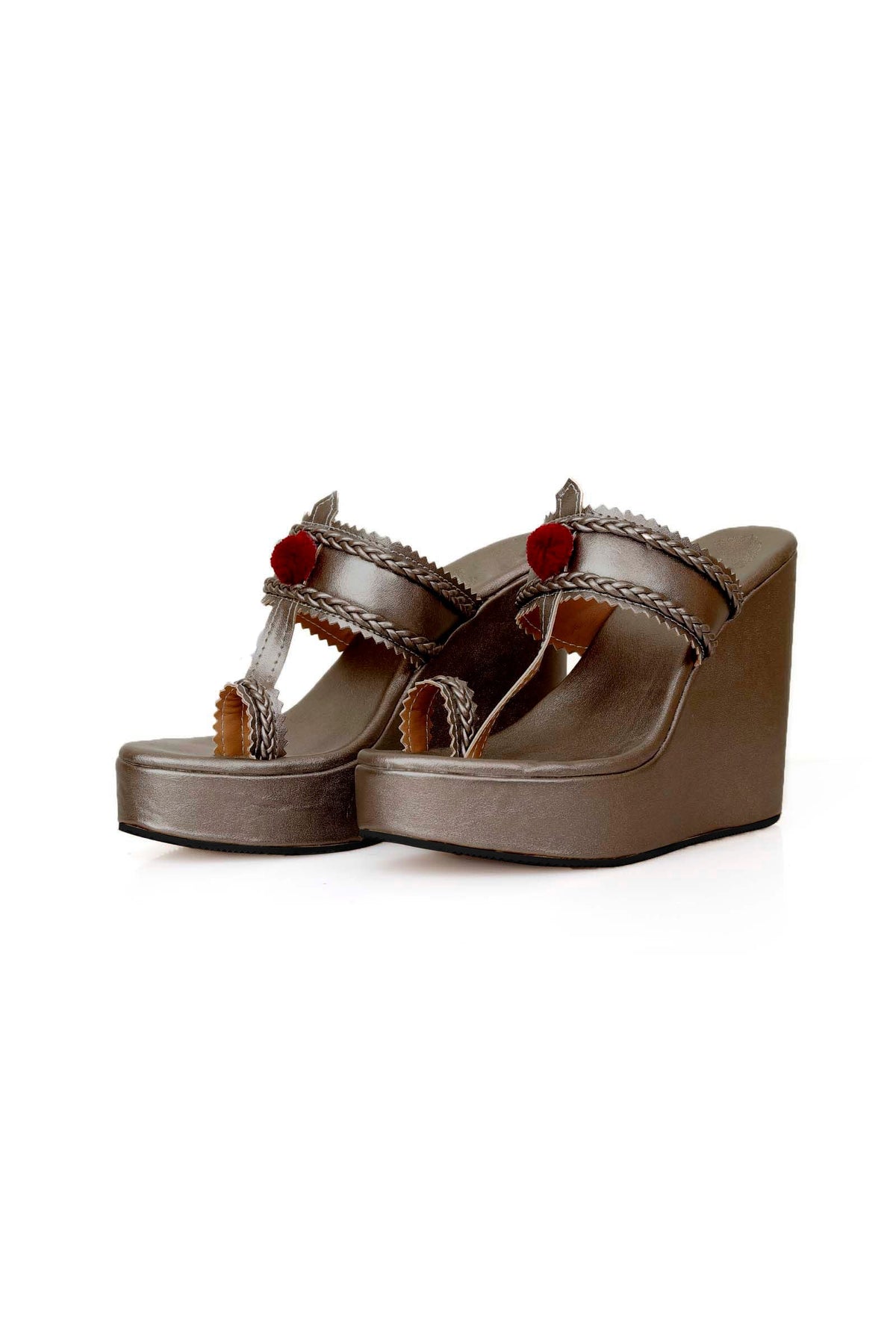 Refined Rose Gold Kolhapuri Inspired Wedges サイズ EU38