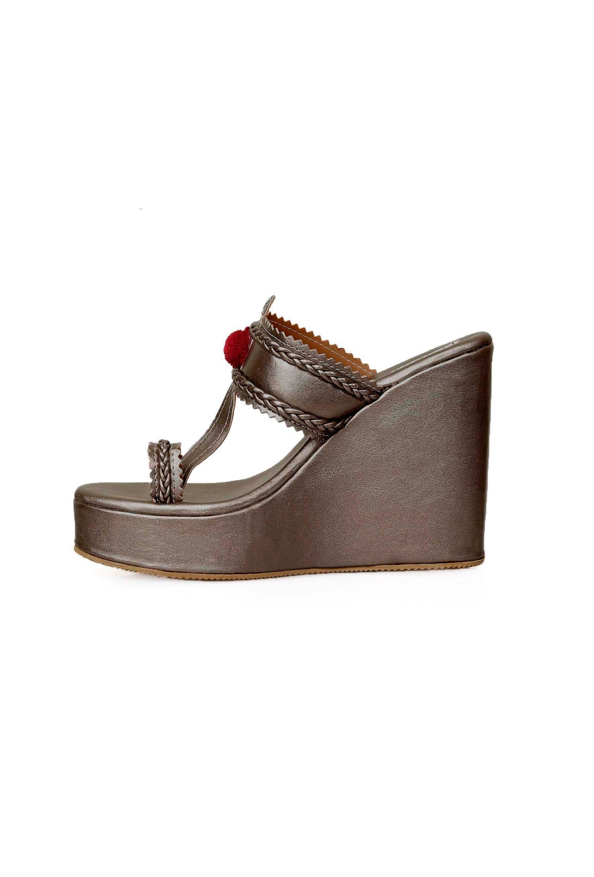 Refined Rose Gold Kolhapuri Inspired Wedges サイズ EU39