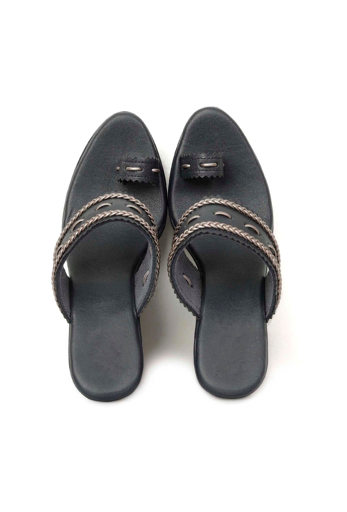 Midnight Blue Kolhapuri Inspired Wedges サイズ EU42