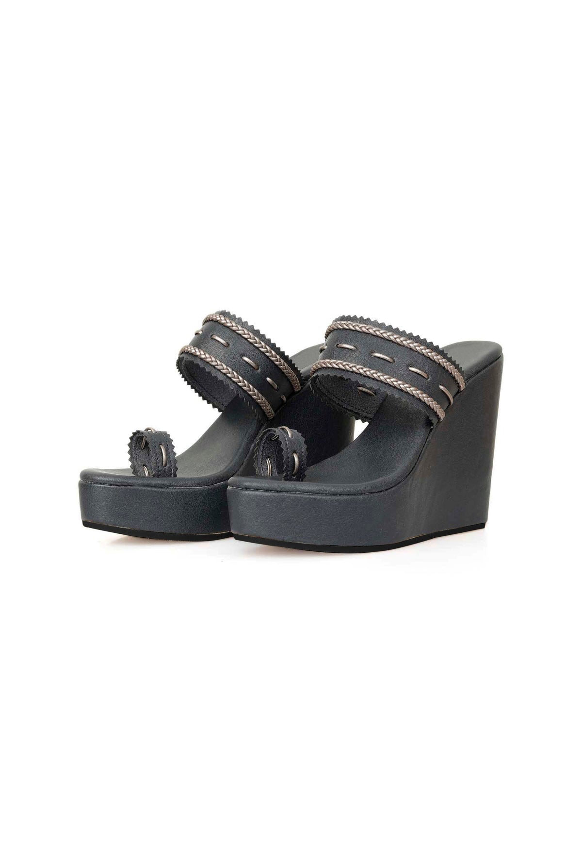 Midnight Blue Kolhapuri Inspired Wedges サイズ EU40