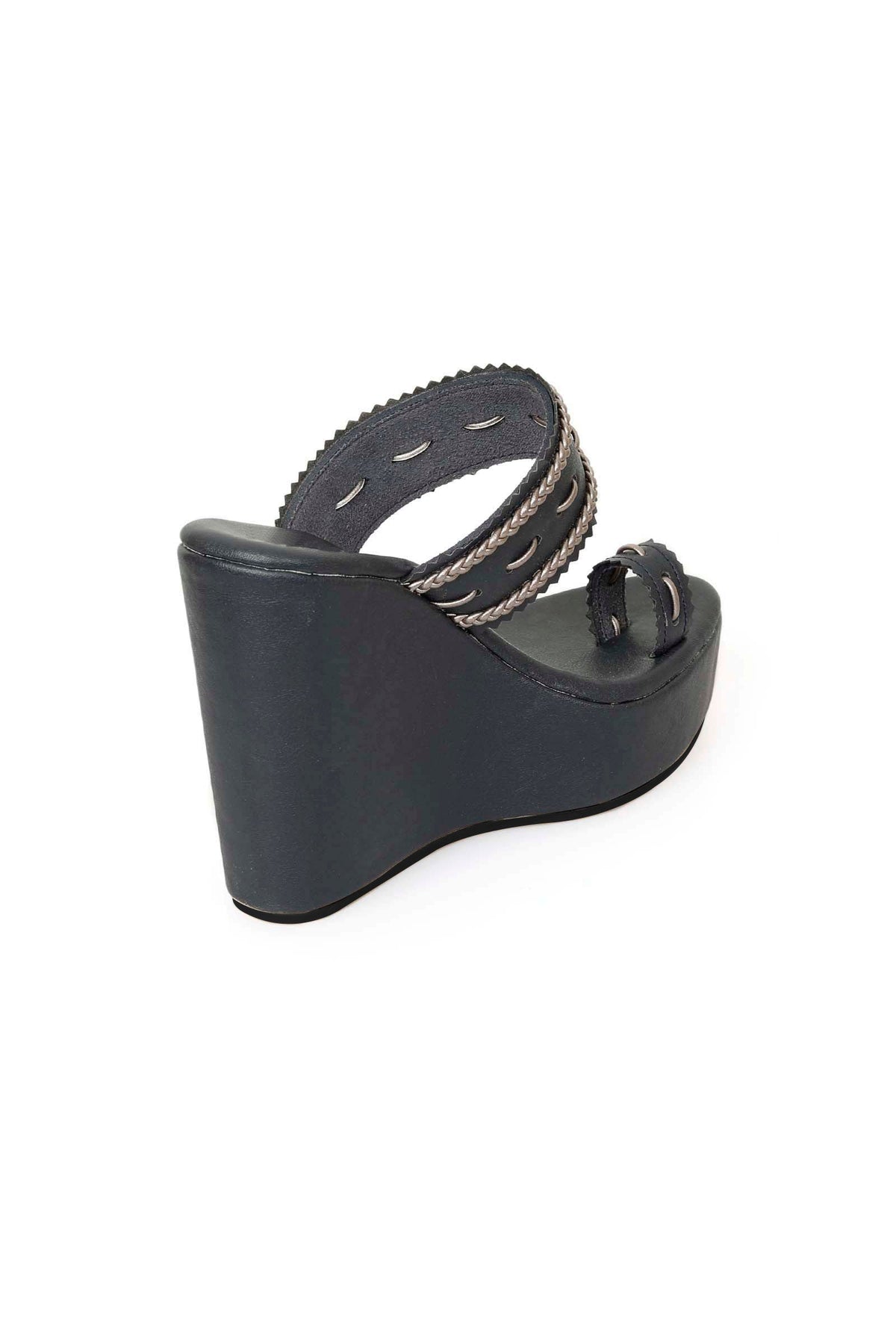 Midnight Blue Kolhapuri Inspired Wedges サイズ EU41