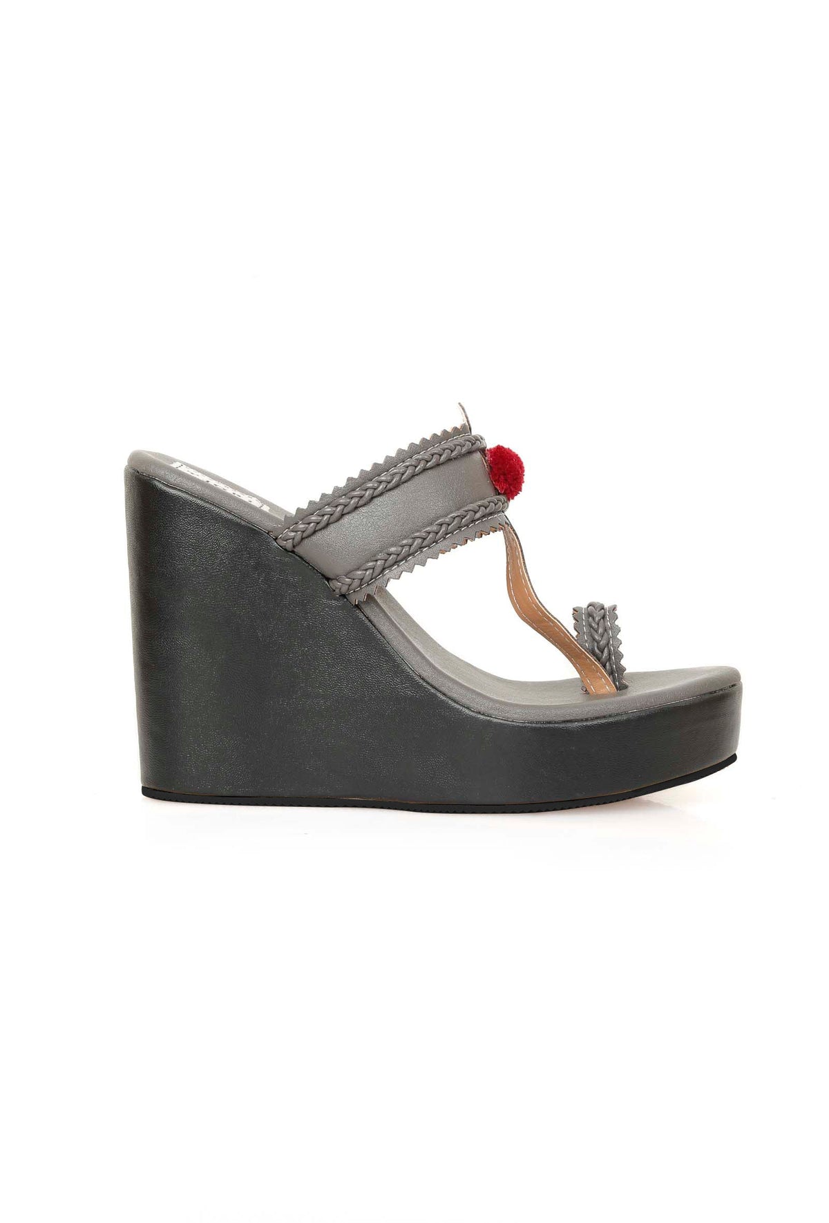 Matte Finish Vegan Leather Kolhapuri Inspired Wedges サイズ EU42