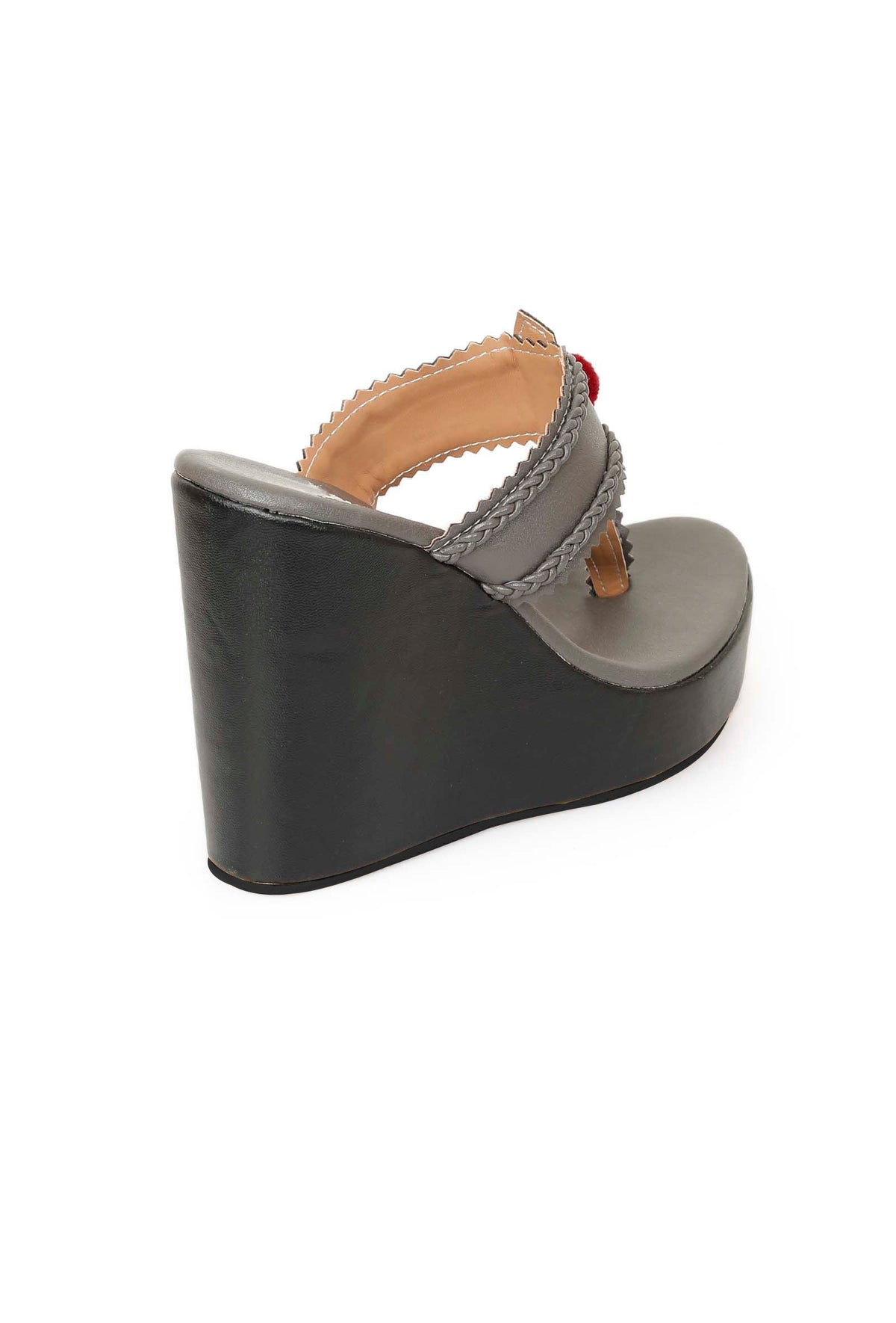 Matte Finish Vegan Leather Kolhapuri Inspired Wedges サイズ EU39