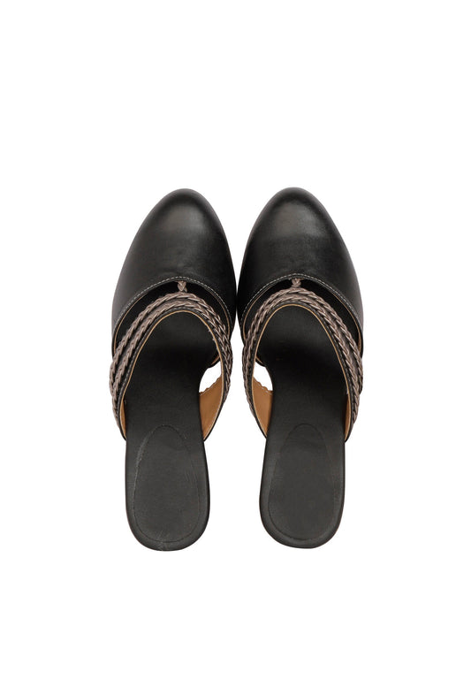 Black Chandini Braided Block Heels サイズ EU38