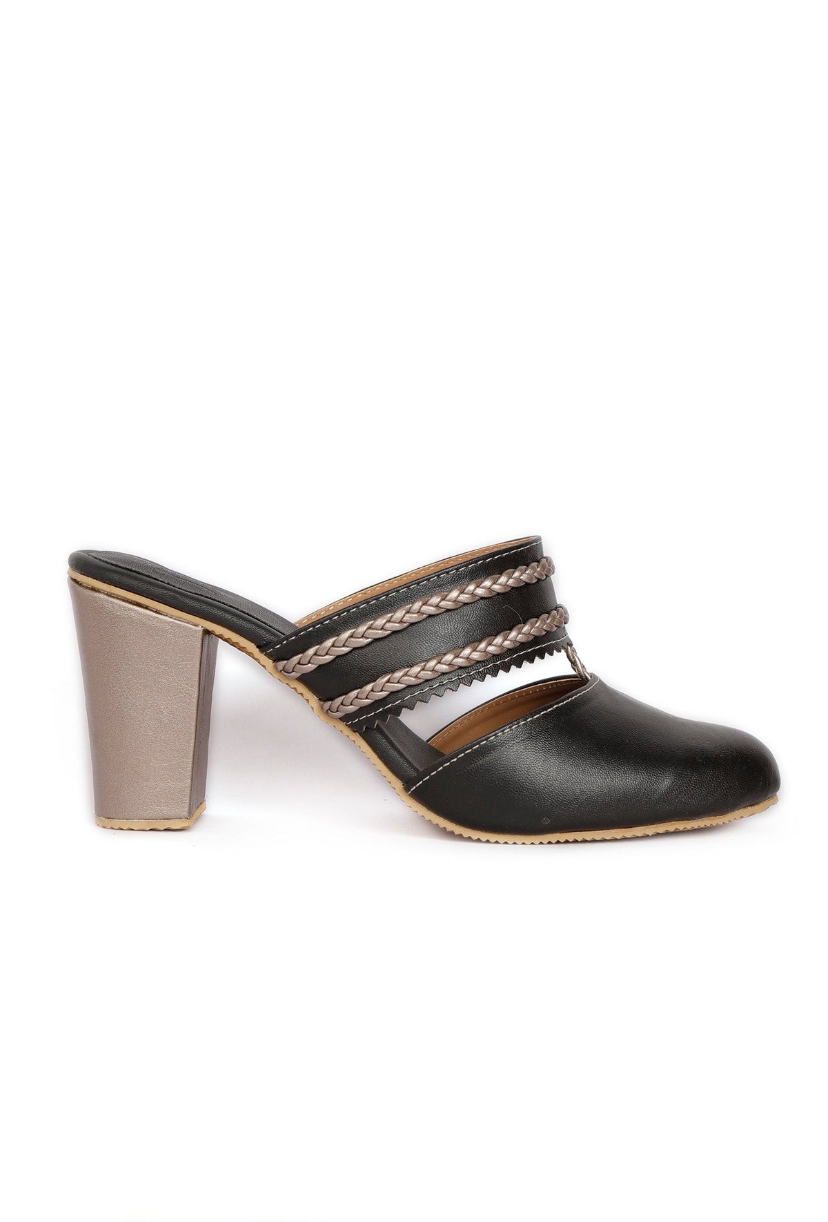 Black Chandini Braided Block Heels サイズ EU40