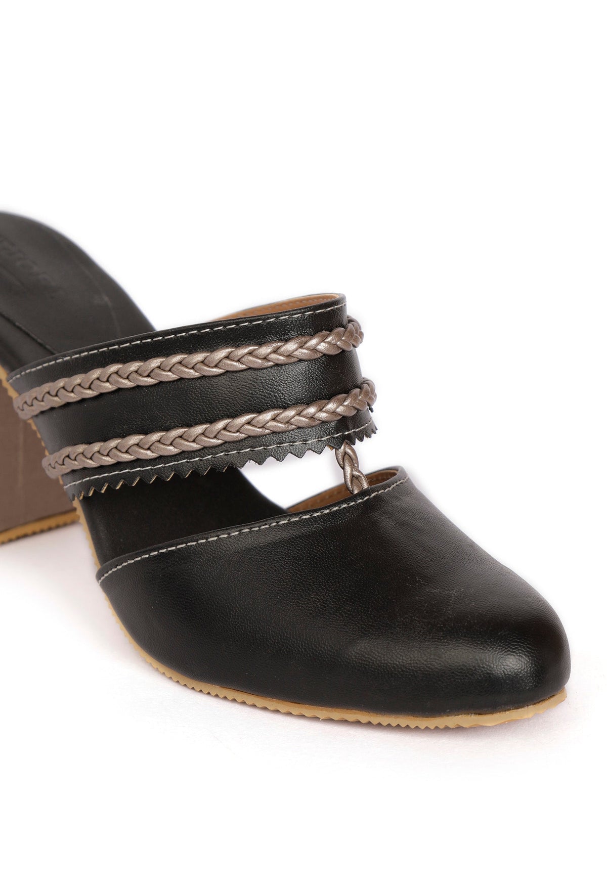 Black Chandini Braided Block Heels サイズ EU38