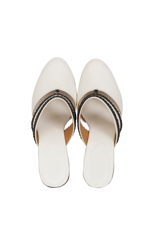 White Kali Braided Block Heels サイズ EU38