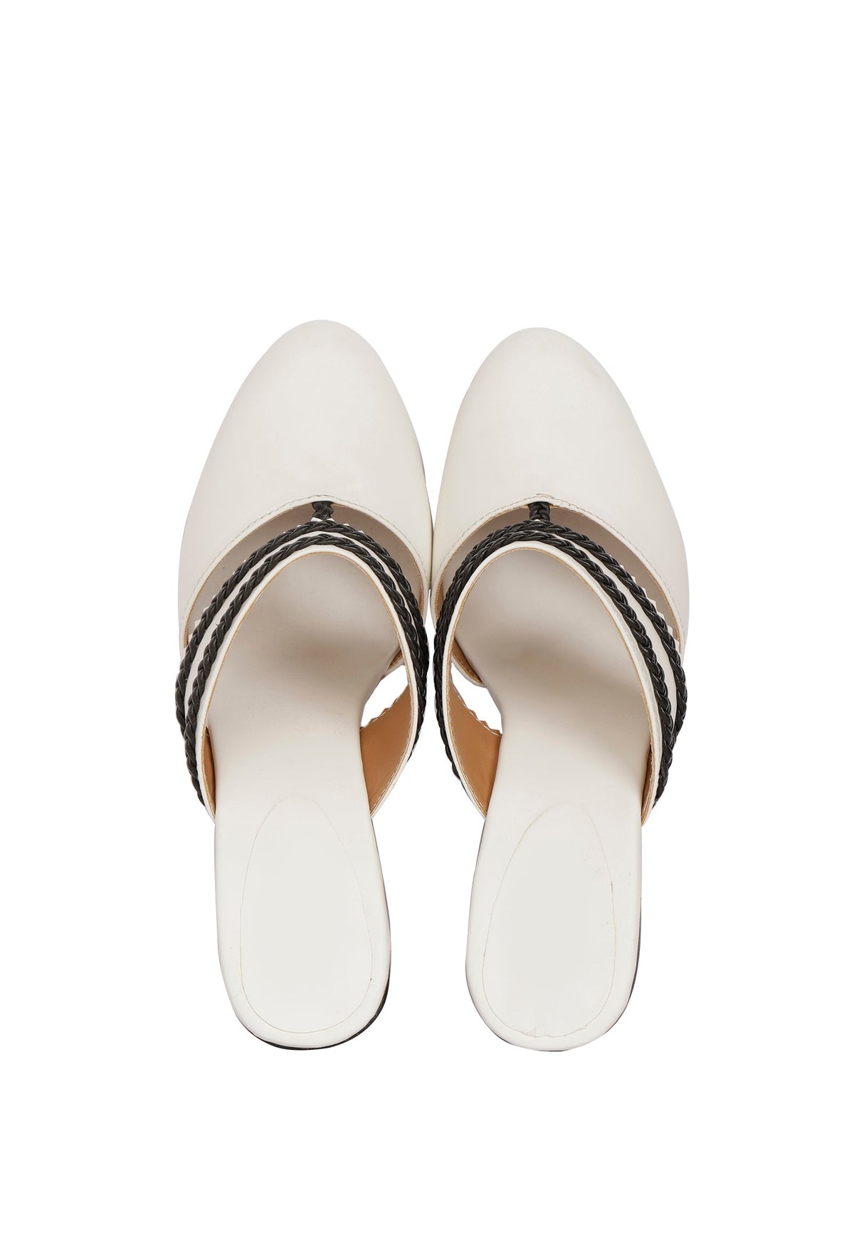 White Kali Braided Block Heels サイズ EU36
