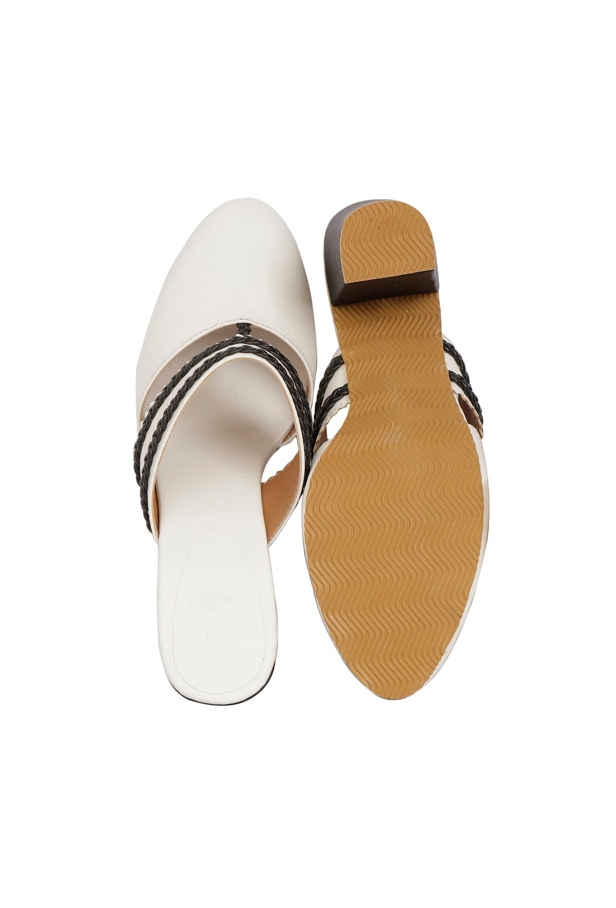 White Kali Braided Block Heels サイズ EU42