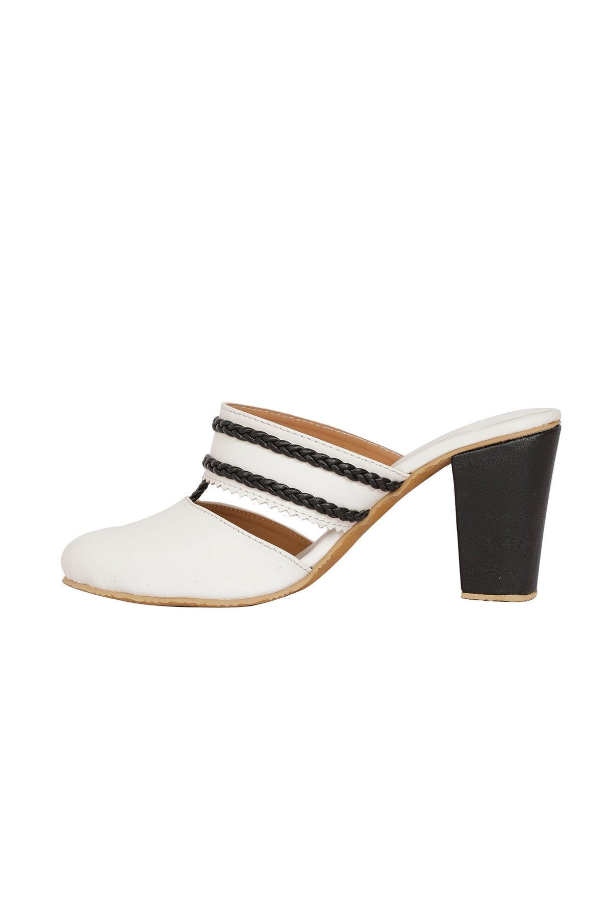White Kali Braided Block Heels サイズ EU35