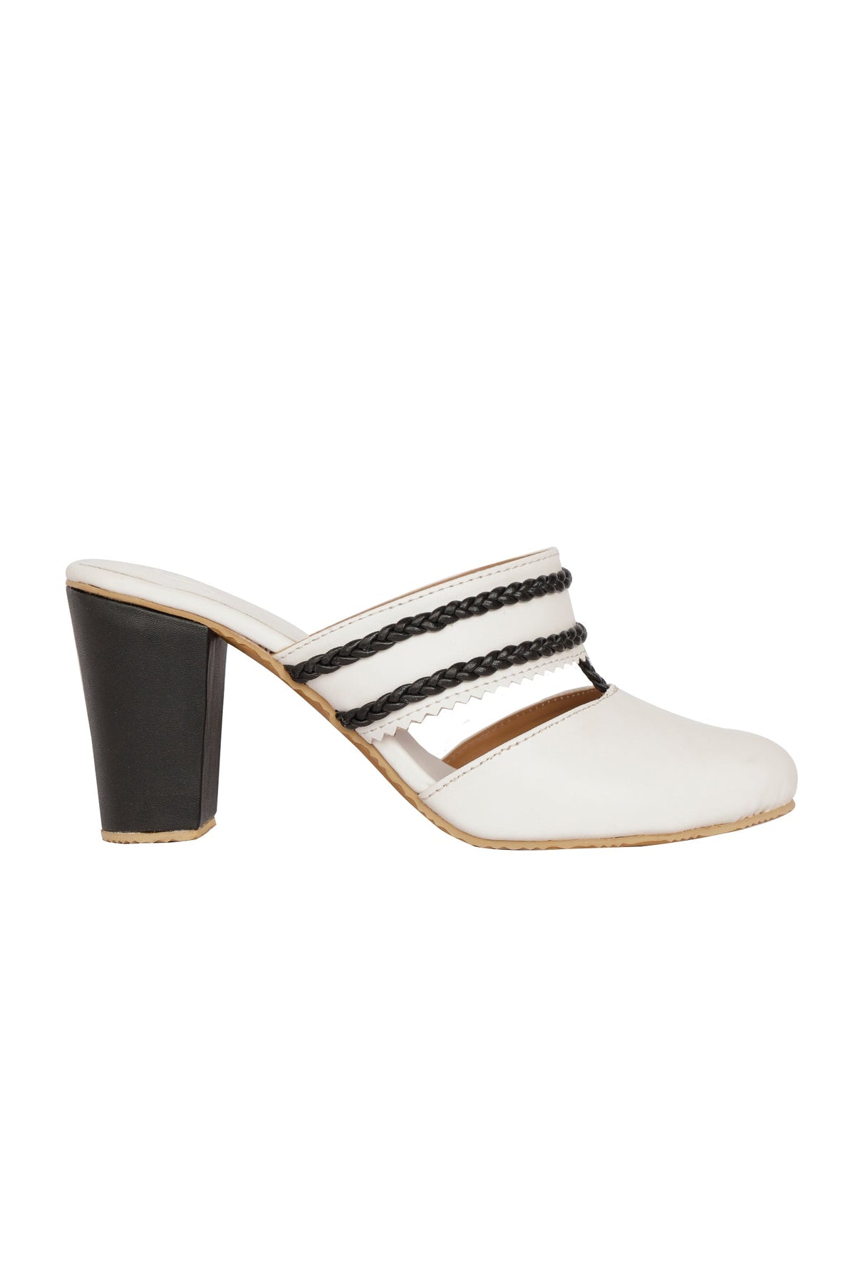 White Kali Braided Block Heels サイズ EU40
