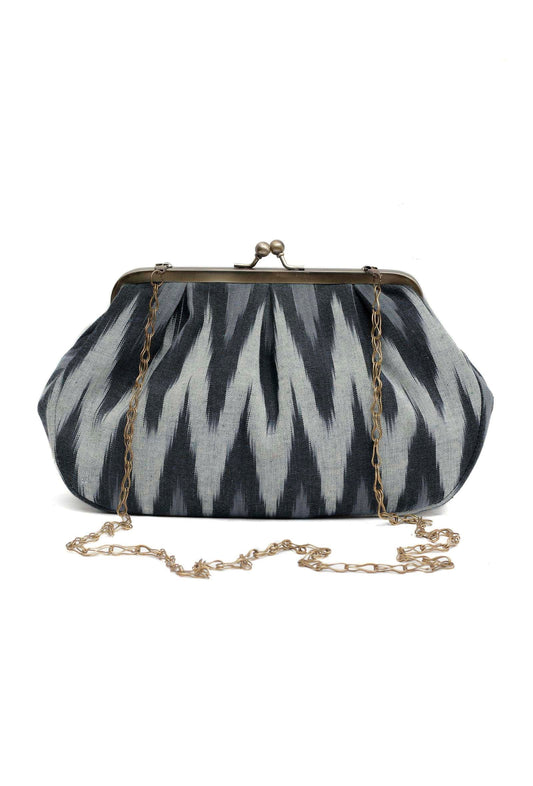 Sky Blue Ikat Clutch Bag