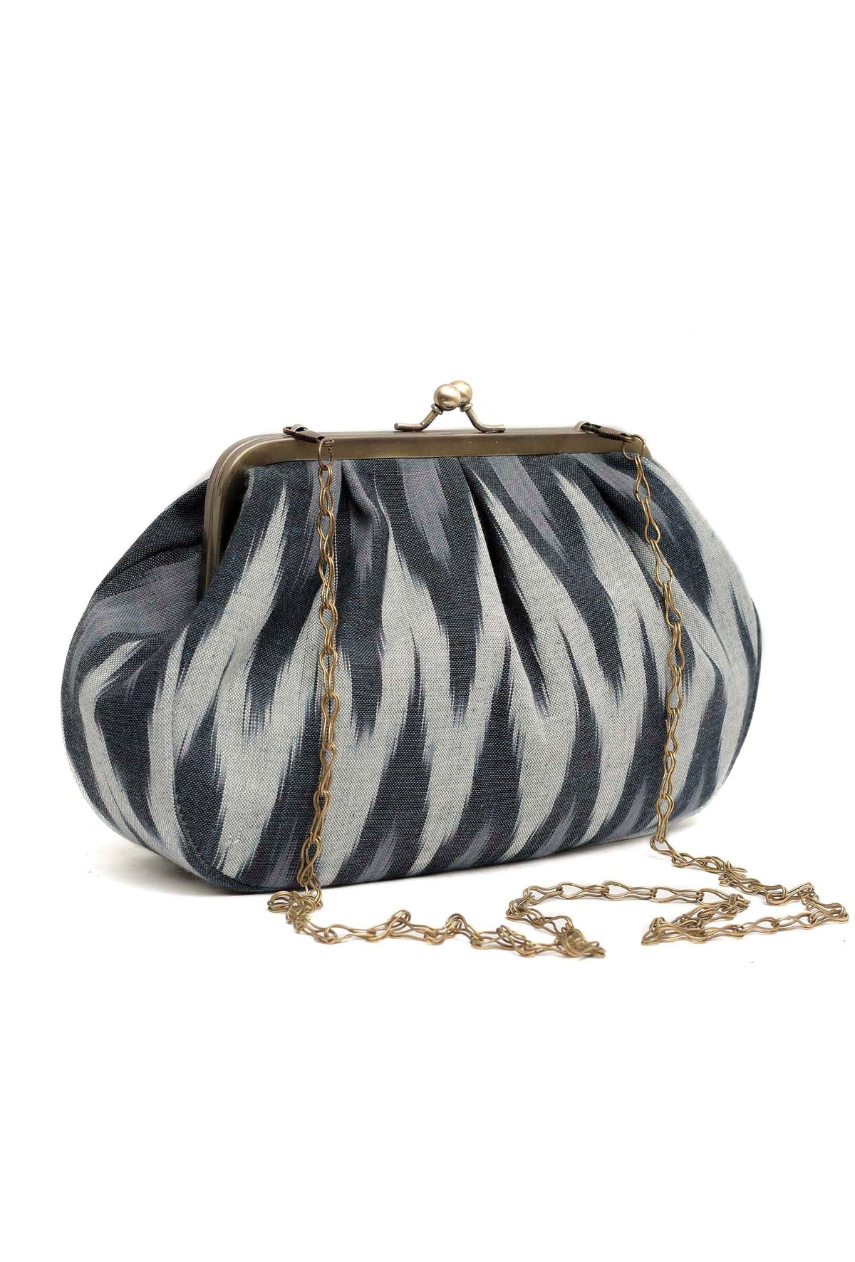 Sky Blue Ikat Clutch Bag