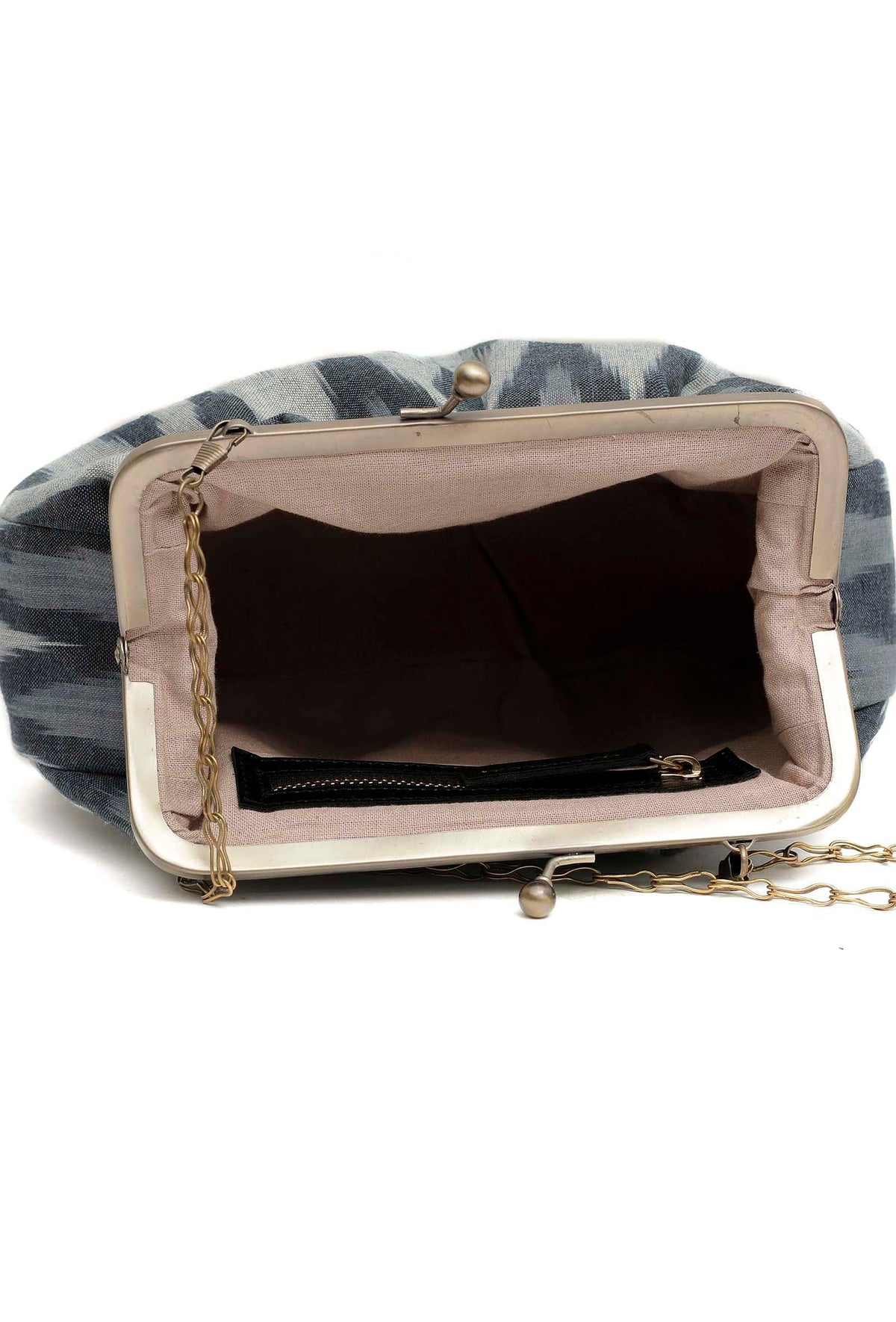 Sky Blue Ikat Clutch Bag