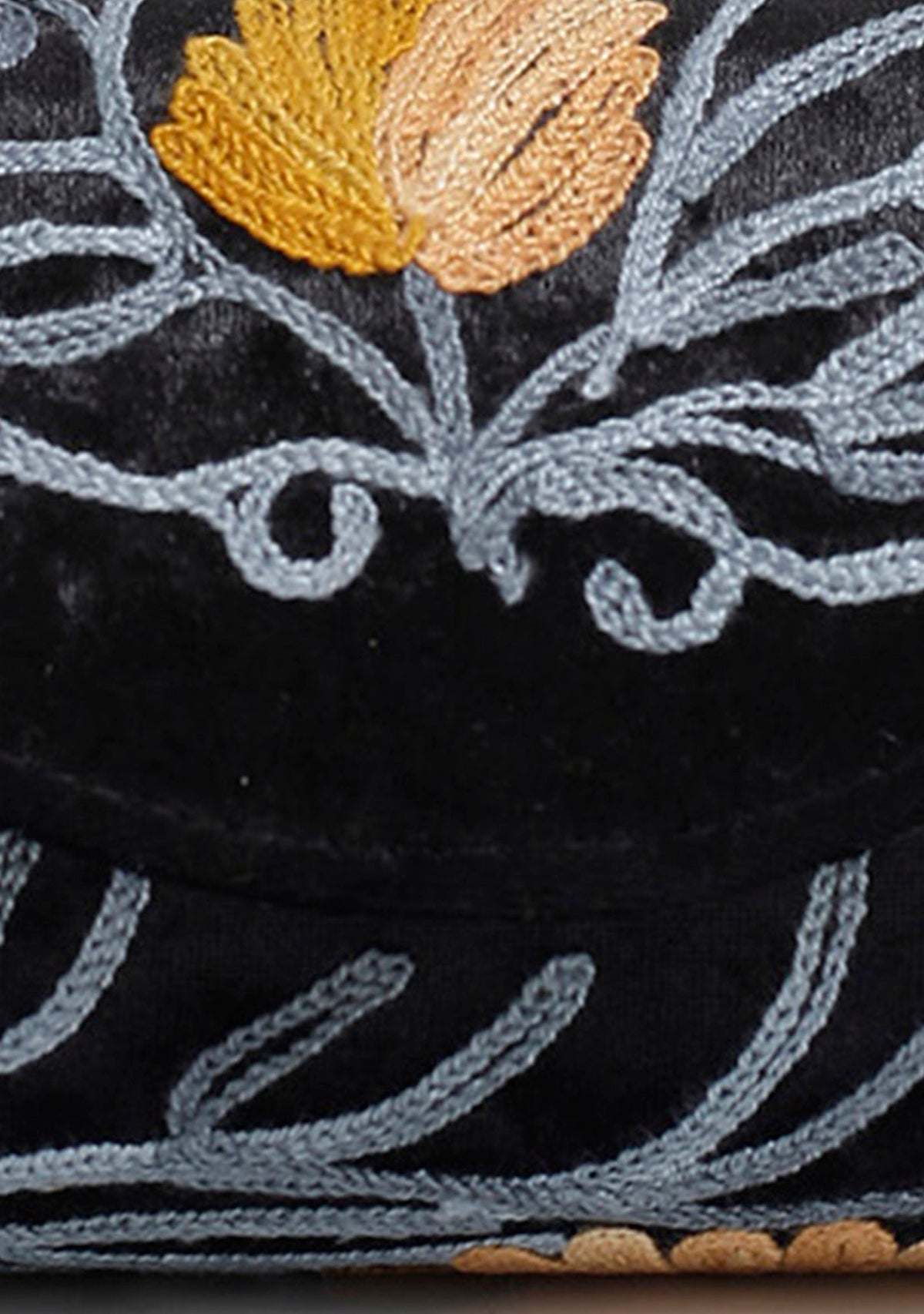 Black with Blue Tilla Embroidery Velvet Clutch