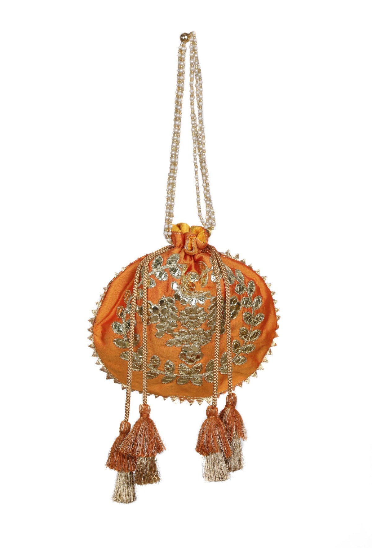 Zesty Orange Gota Patti Silk Potli