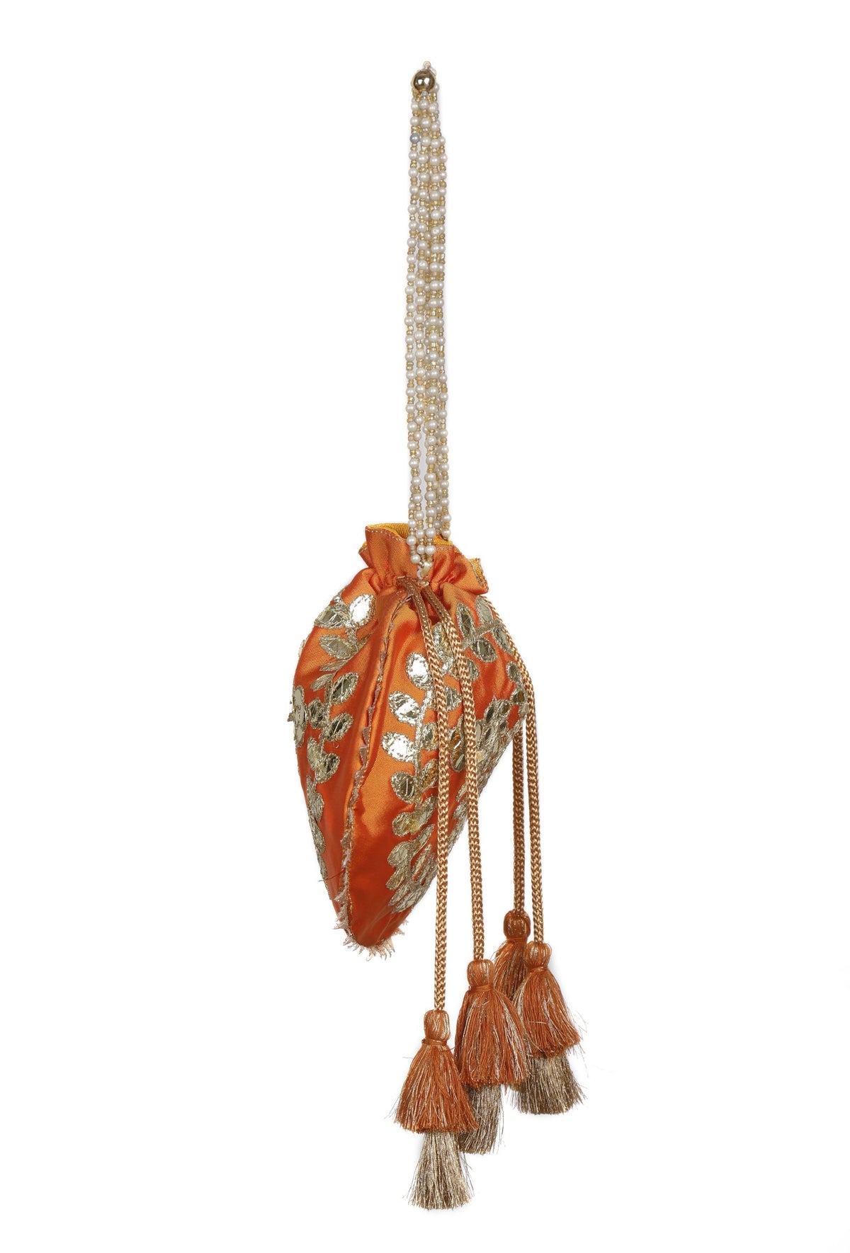 Zesty Orange Gota Patti Silk Potli
