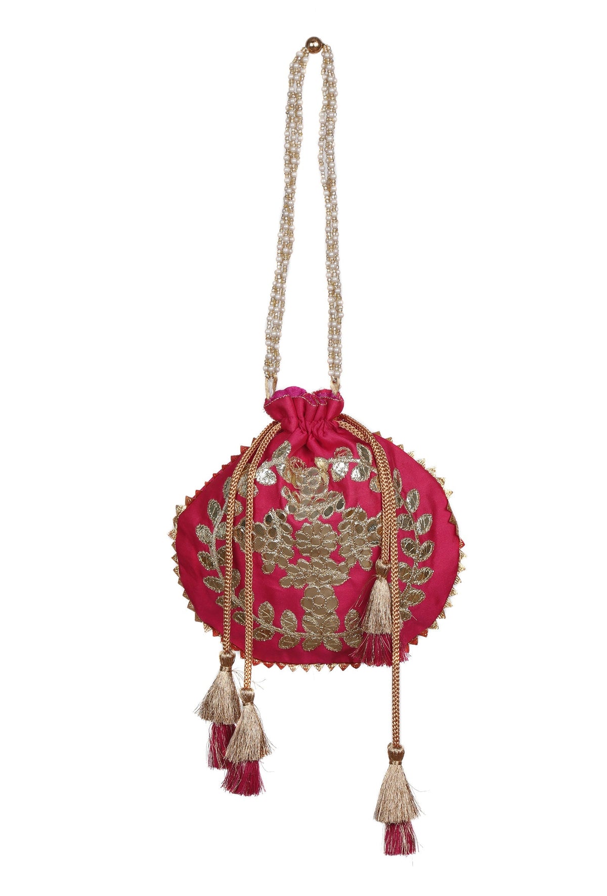 Passionate Pink Gota Patti Silk Potli