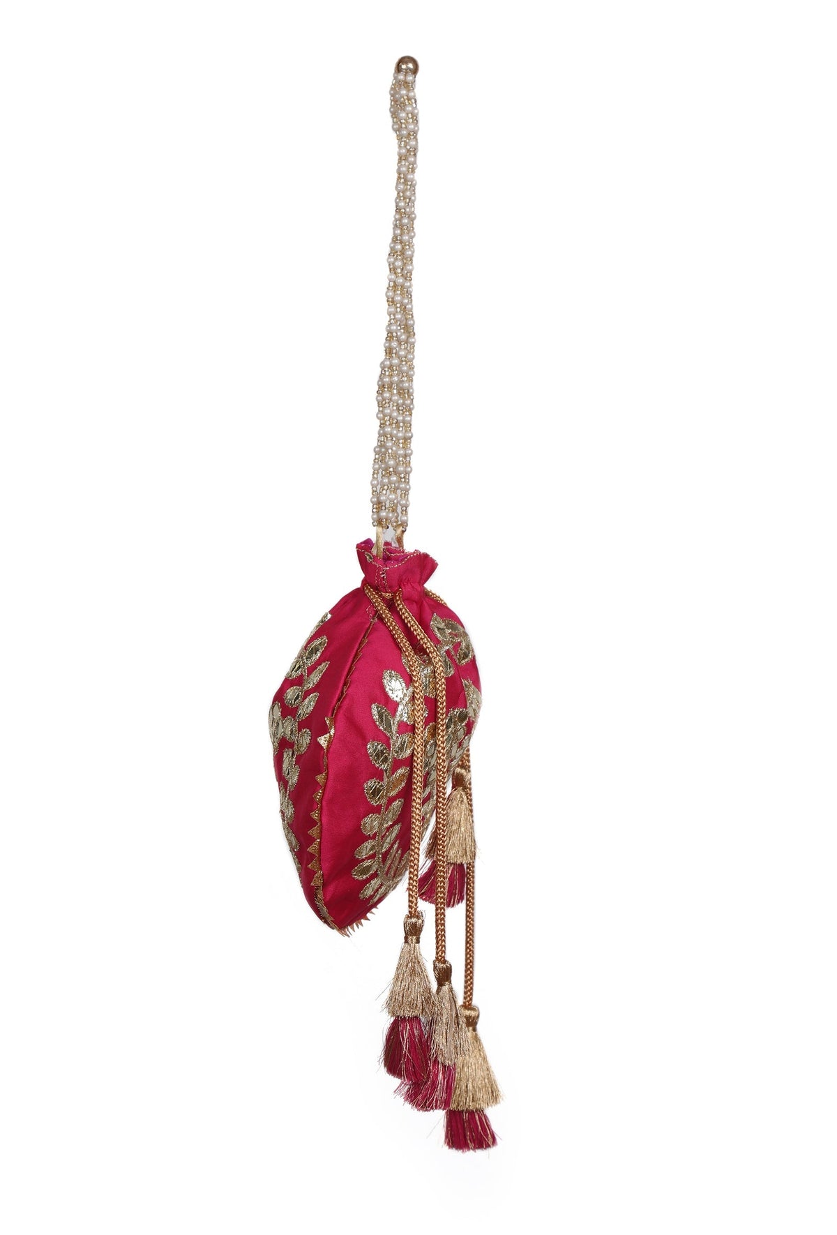 Passionate Pink Gota Patti Silk Potli
