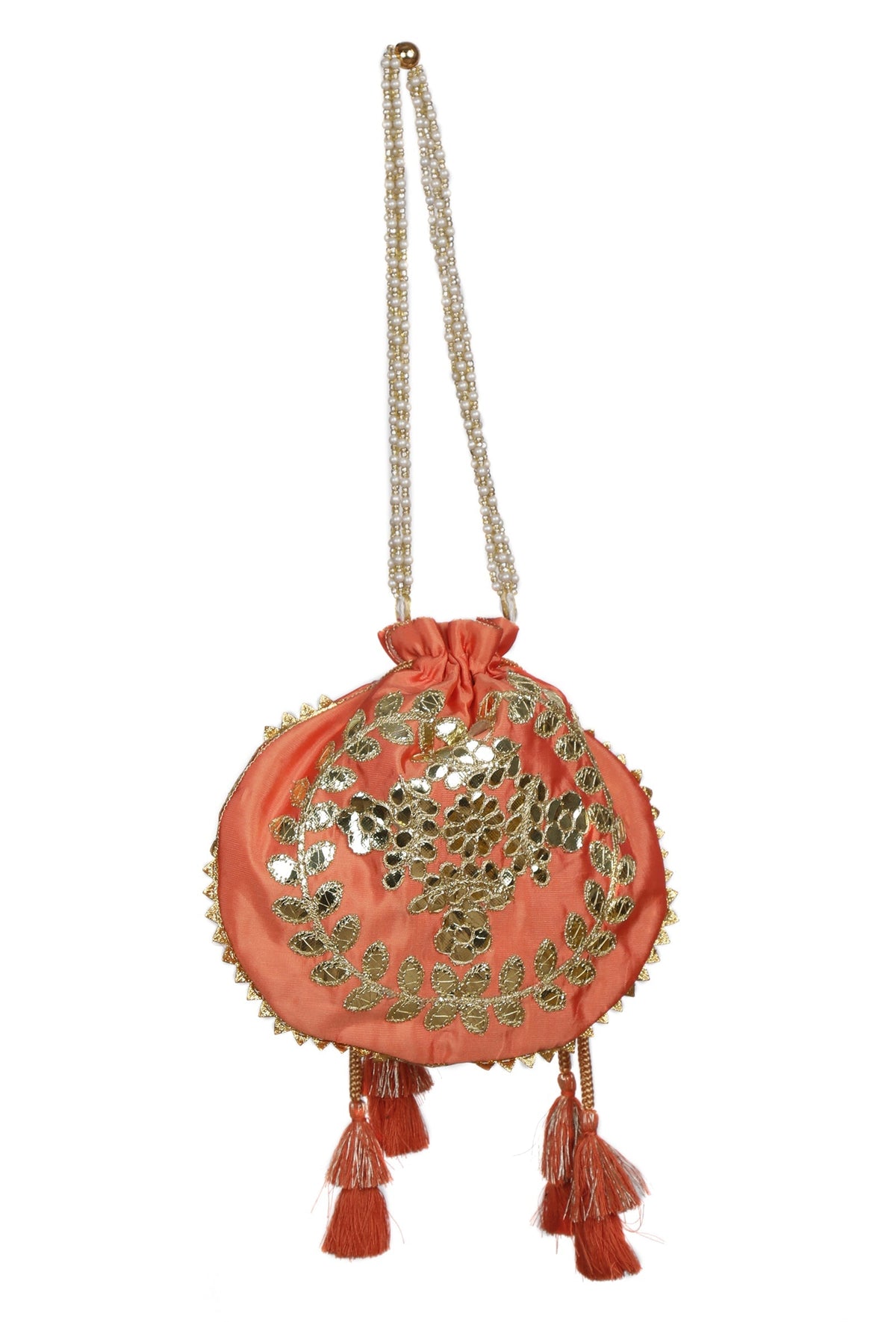 Sunkissed Peach Gota Patti Silk Potli