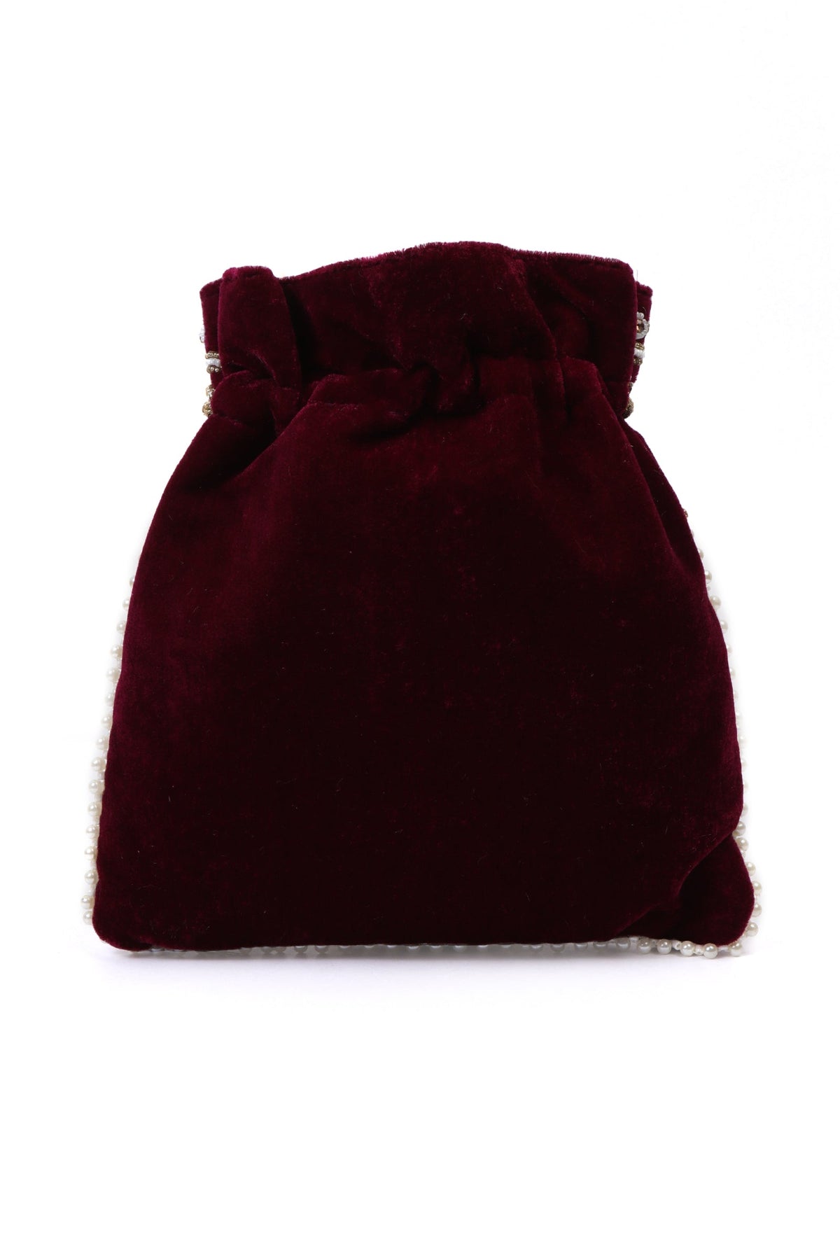 Elegant Boysenberry Bliss Potli With White Mogra Pearl