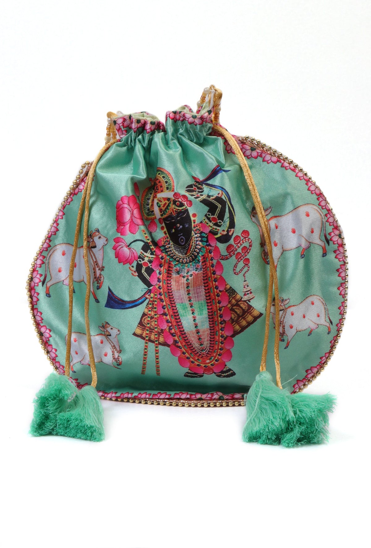 Celestial Green Shreenath Holy Cow Potli Bag