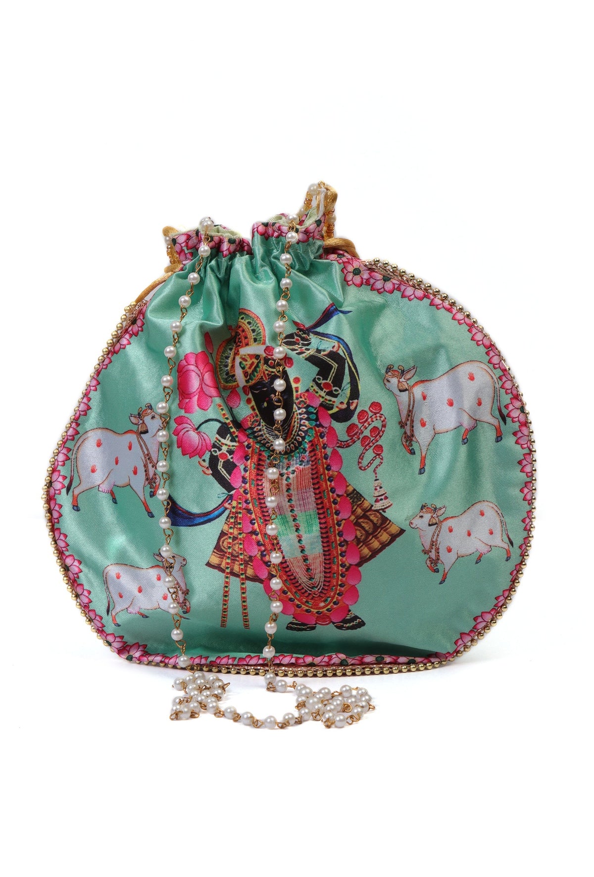 Celestial Green Shreenath Holy Cow Potli Bag
