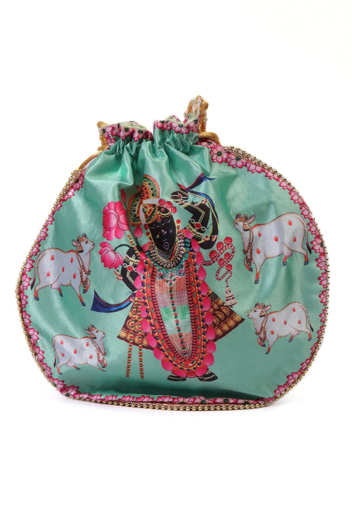 Celestial Green Shreenath Holy Cow Potli Bag