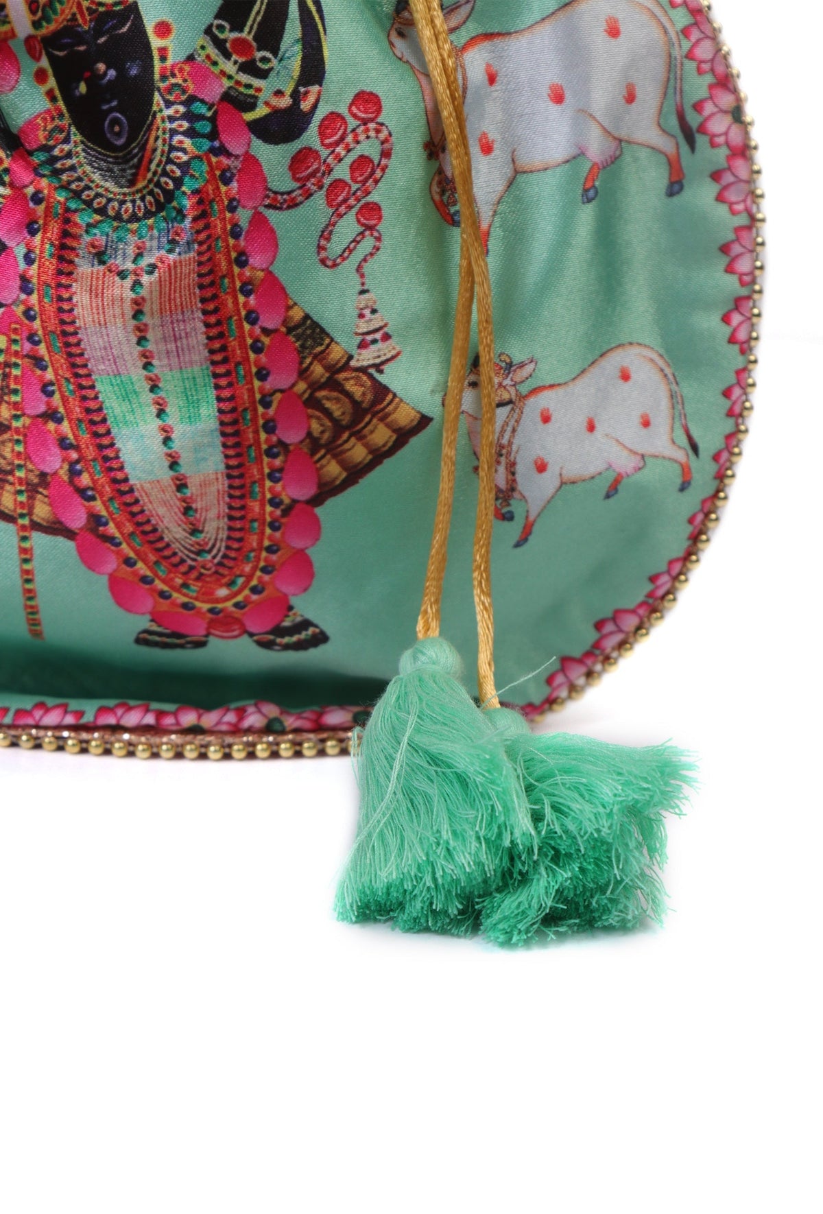 Celestial Green Shreenath Holy Cow Potli Bag