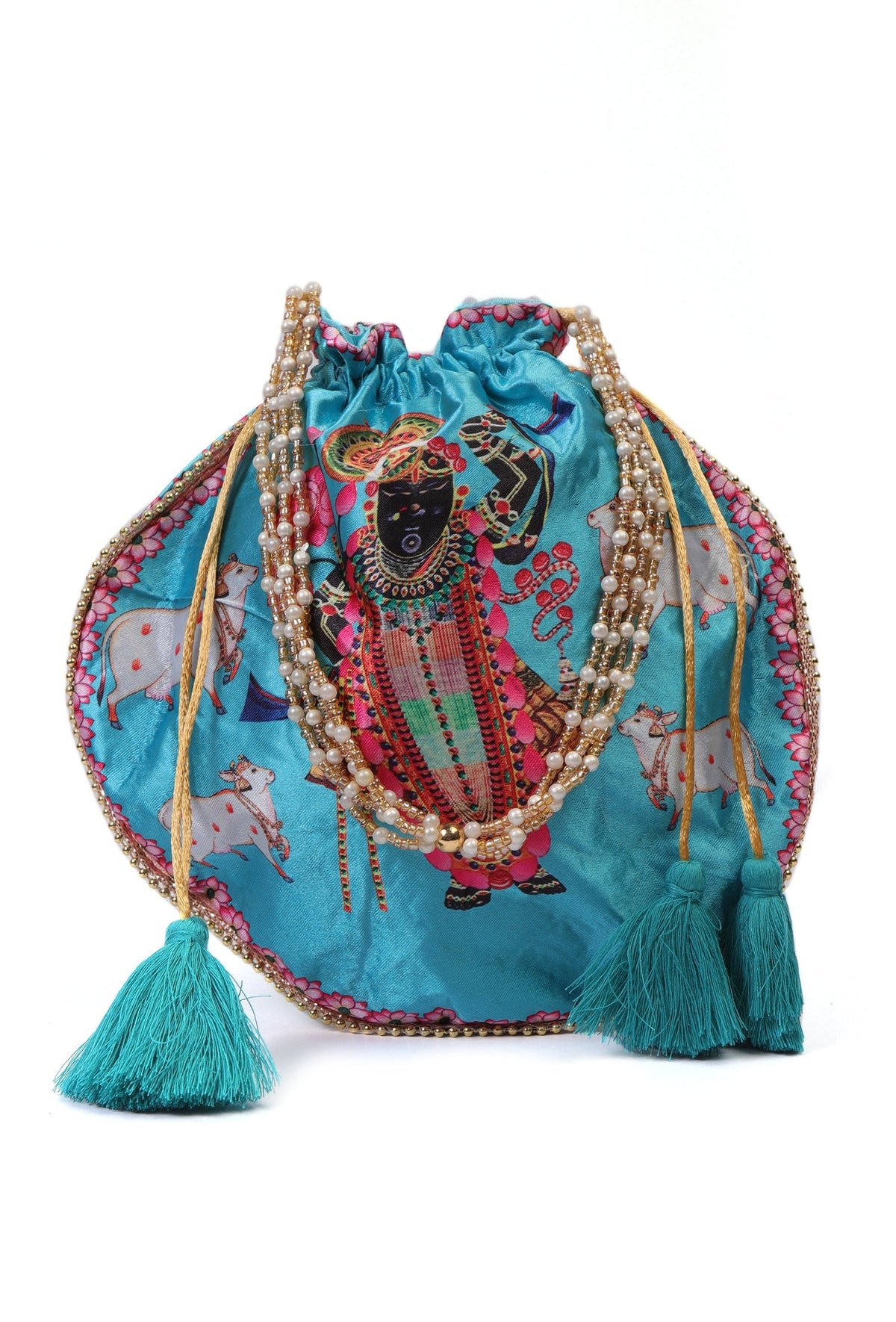 Heavenly Sky Blue Shreenathji with Lotus Potli