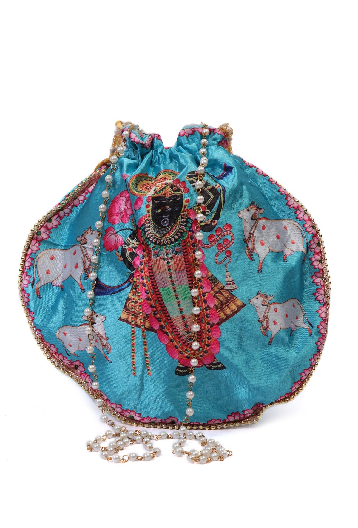 Heavenly Sky Blue Shreenathji with Lotus Potli
