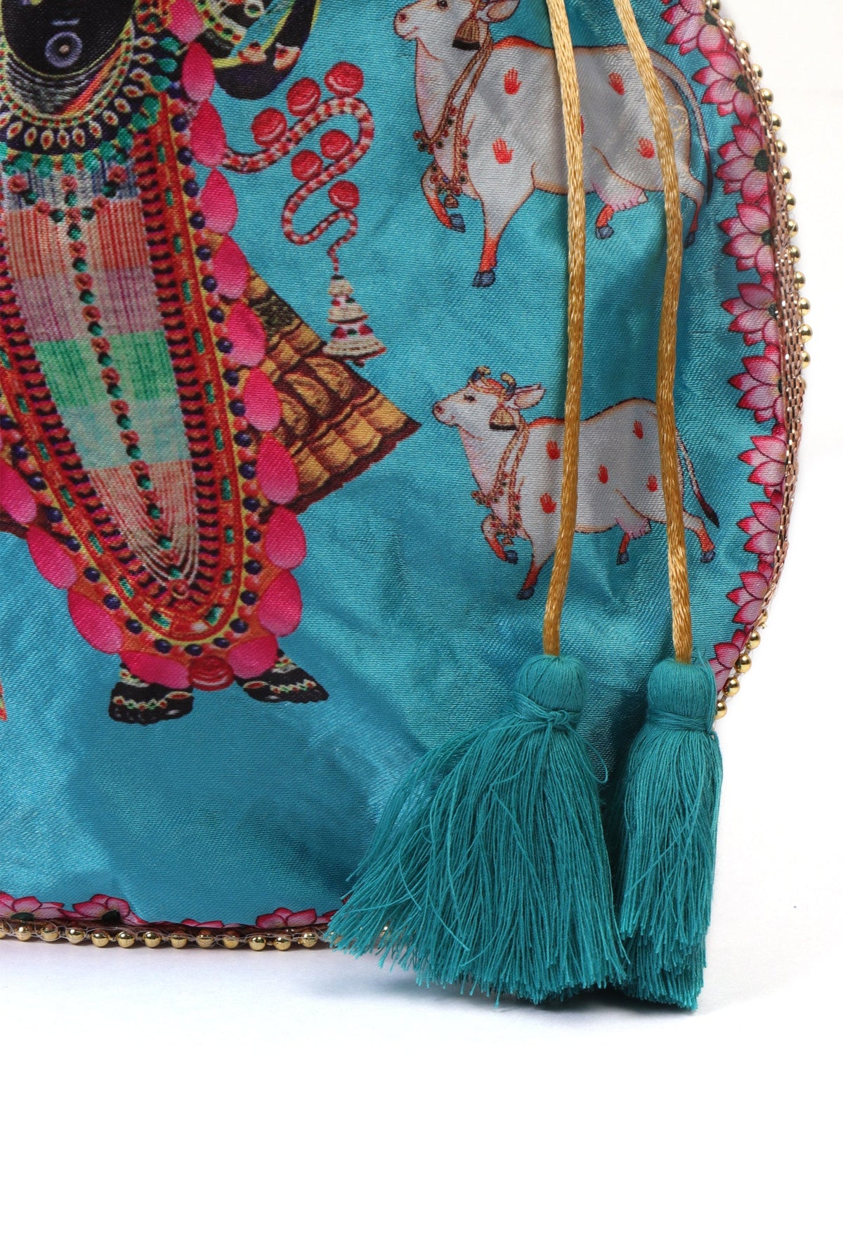 Heavenly Sky Blue Shreenathji with Lotus Potli