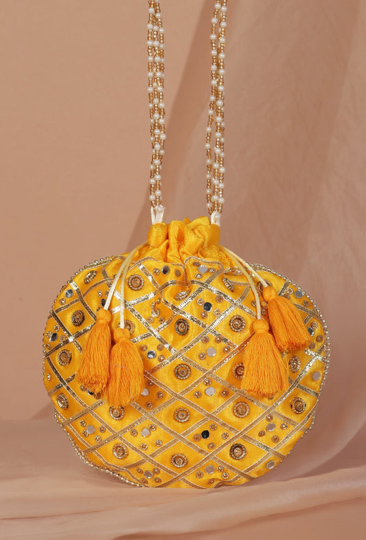 Radiant Yellow Potli with Gota Work